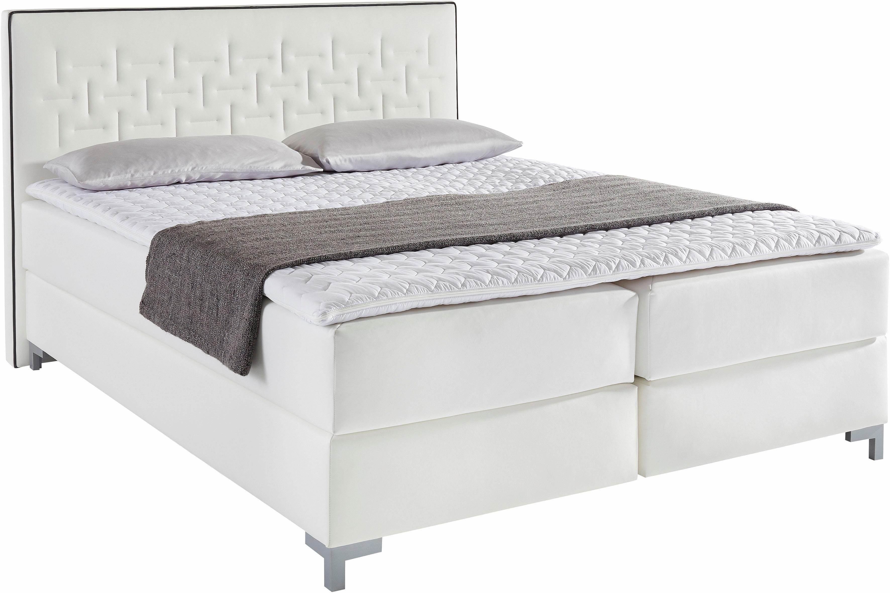 INOSIGN Boxspring Coos met bijzondere stiksels in het hoofdbord, 3 matrassoorten, 2 hardheden