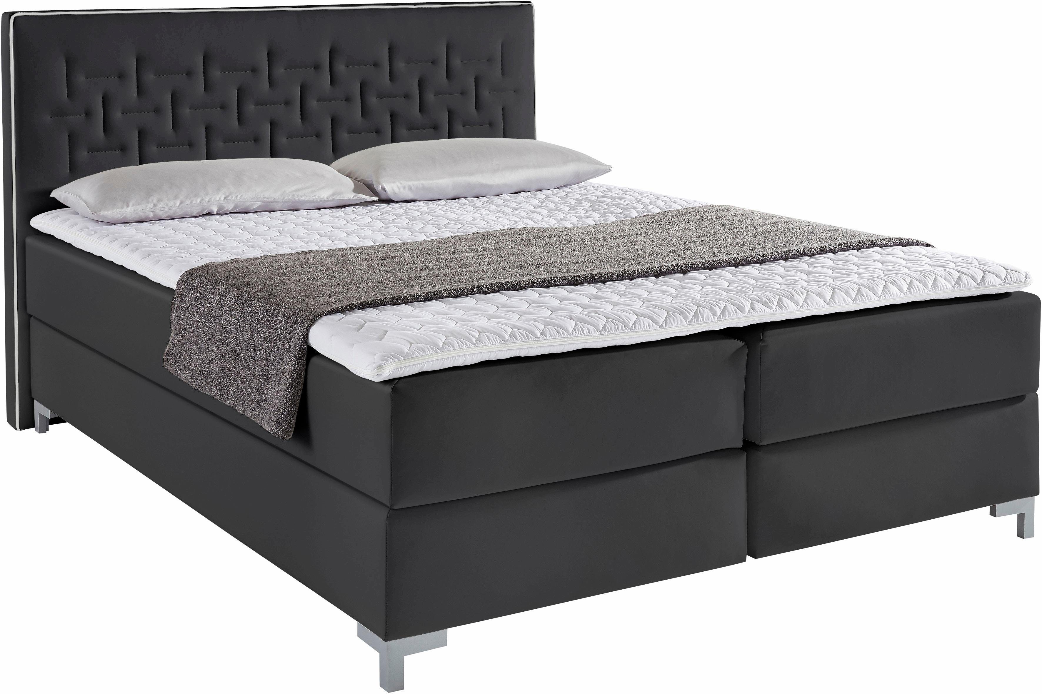 INOSIGN Boxspring Coos met bijzondere stiksels in het hoofdbord, 3 matrassoorten, 2 hardheden