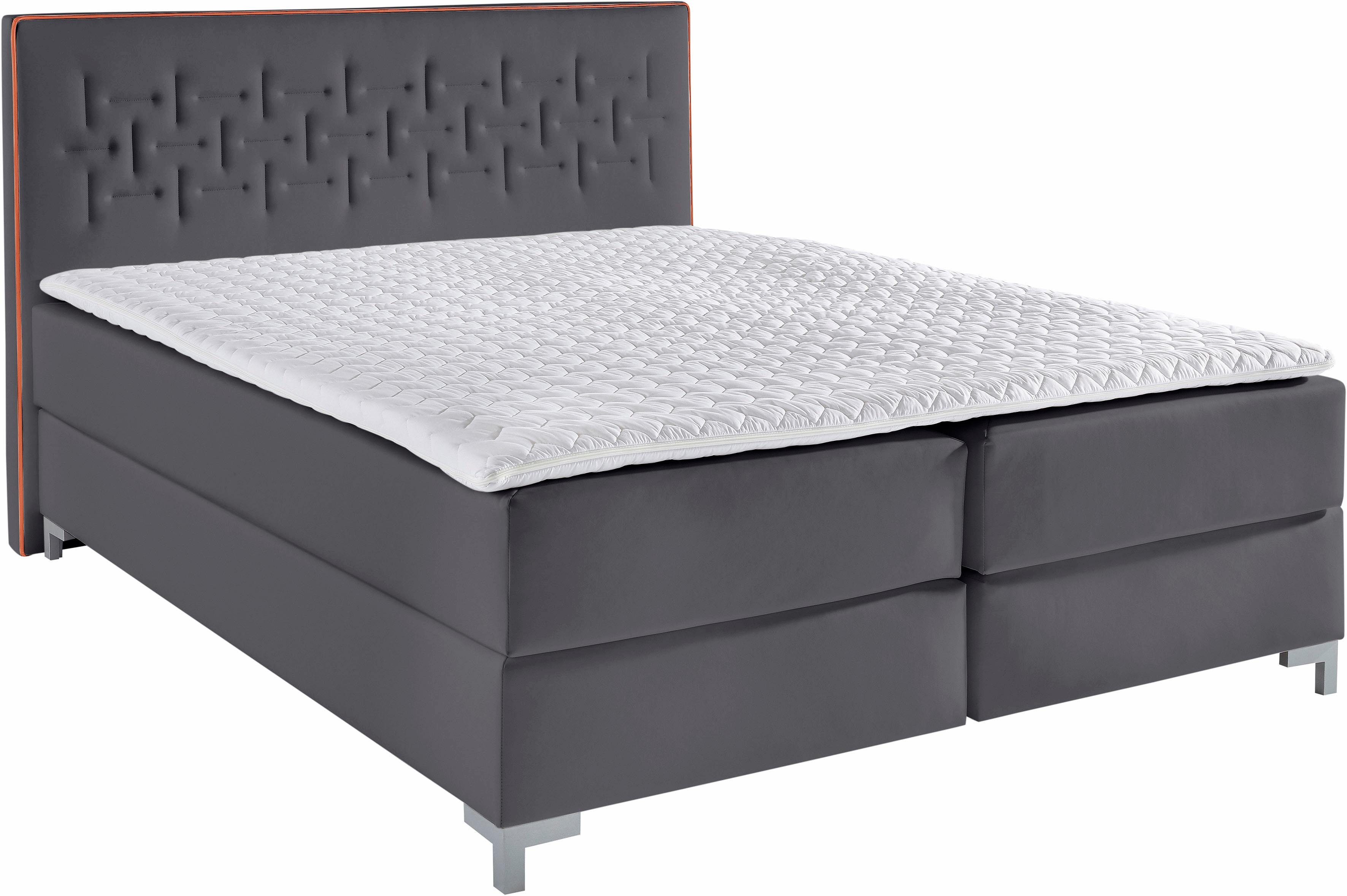 INOSIGN Boxspring Coos met bijzondere stiksels in het hoofdbord, 3 matrassoorten, 2 hardheden