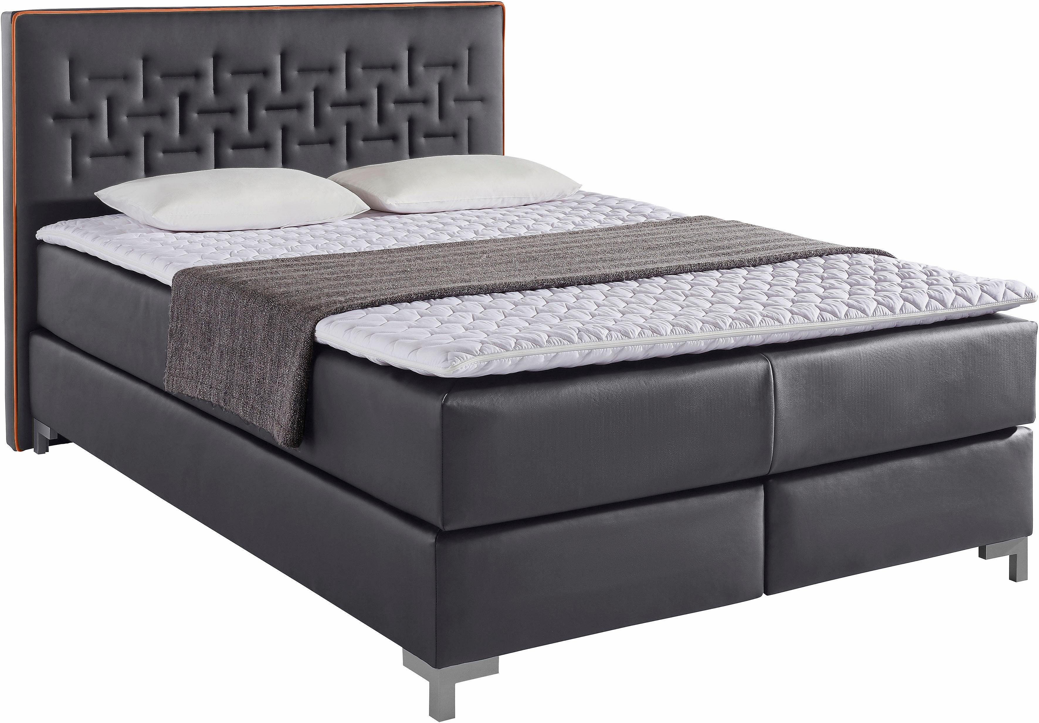 INOSIGN Boxspring Coos met bijzondere stiksels in het hoofdbord, 3 matrassoorten, 2 hardheden