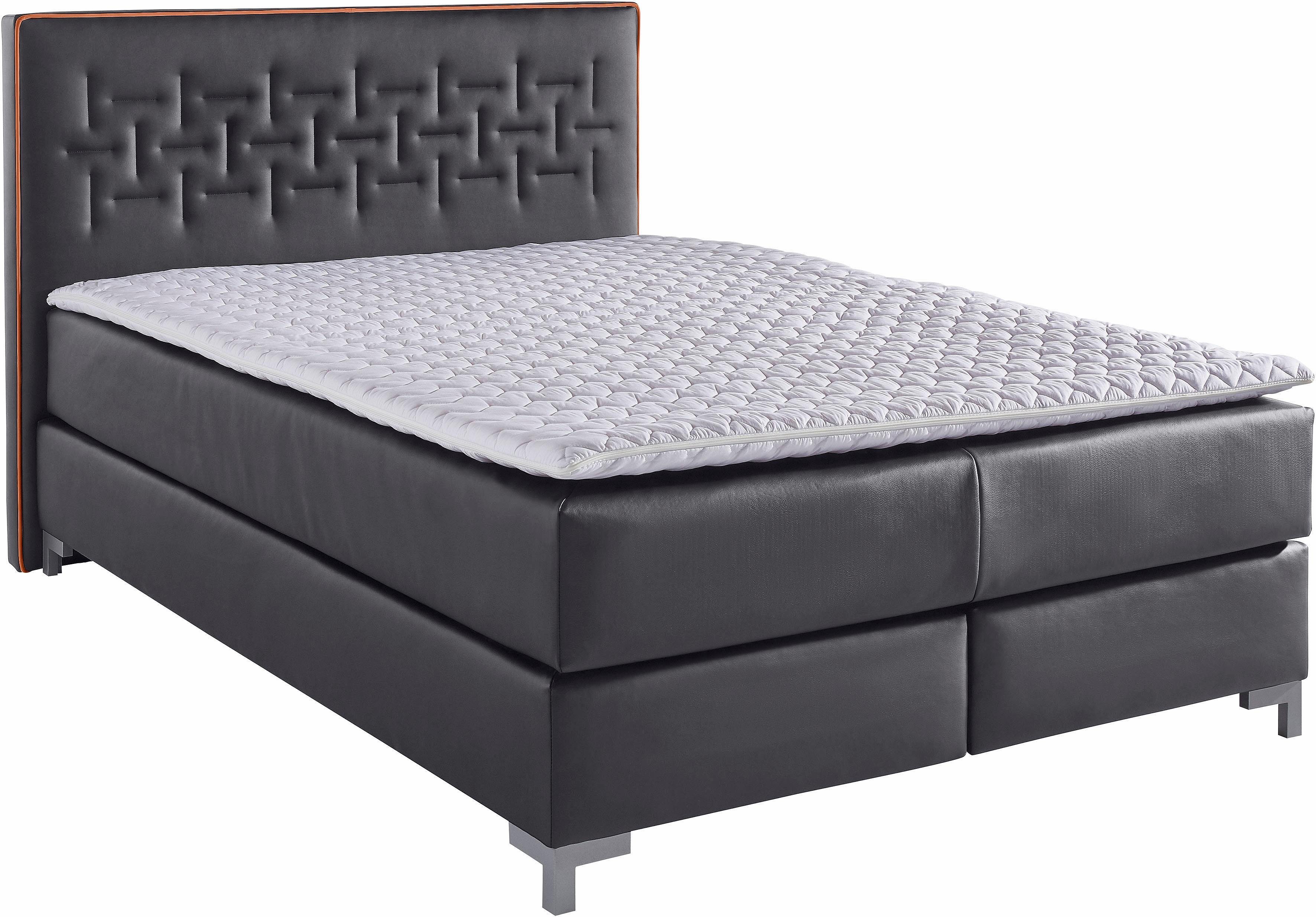 INOSIGN Boxspring Coos met bijzondere stiksels in het hoofdbord, 3 matrassoorten, 2 hardheden