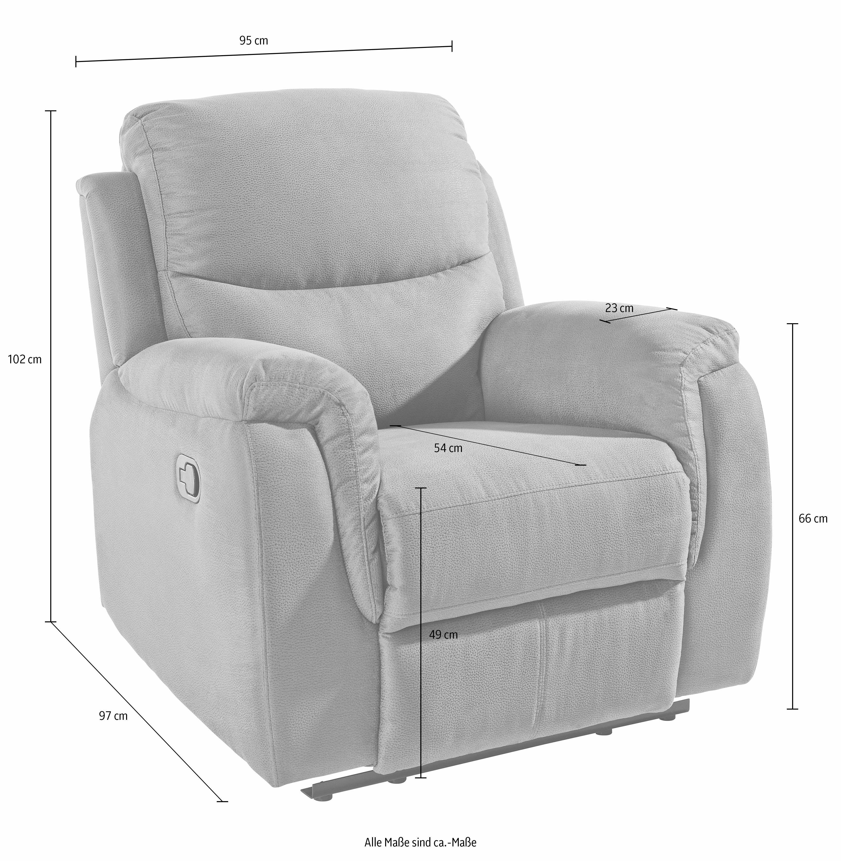 ATLANTIC home collection Relaxfauteuil Diana met relaxfunctie en binnenvering, hoge belastbaarheid