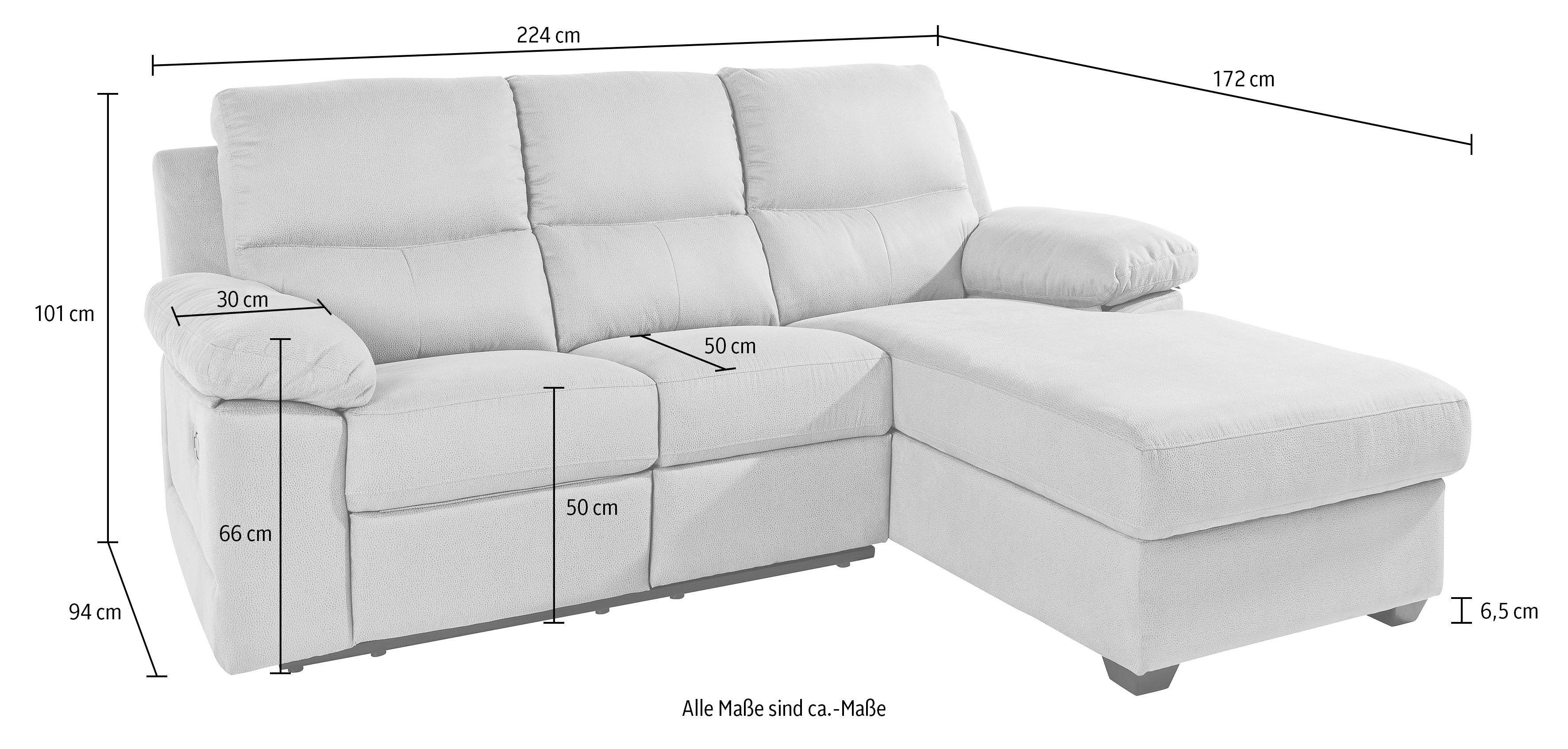 ATLANTIC home collection Hoekbank Conrad L-vorm met relaxfunctie en binnenvering, met bedkist