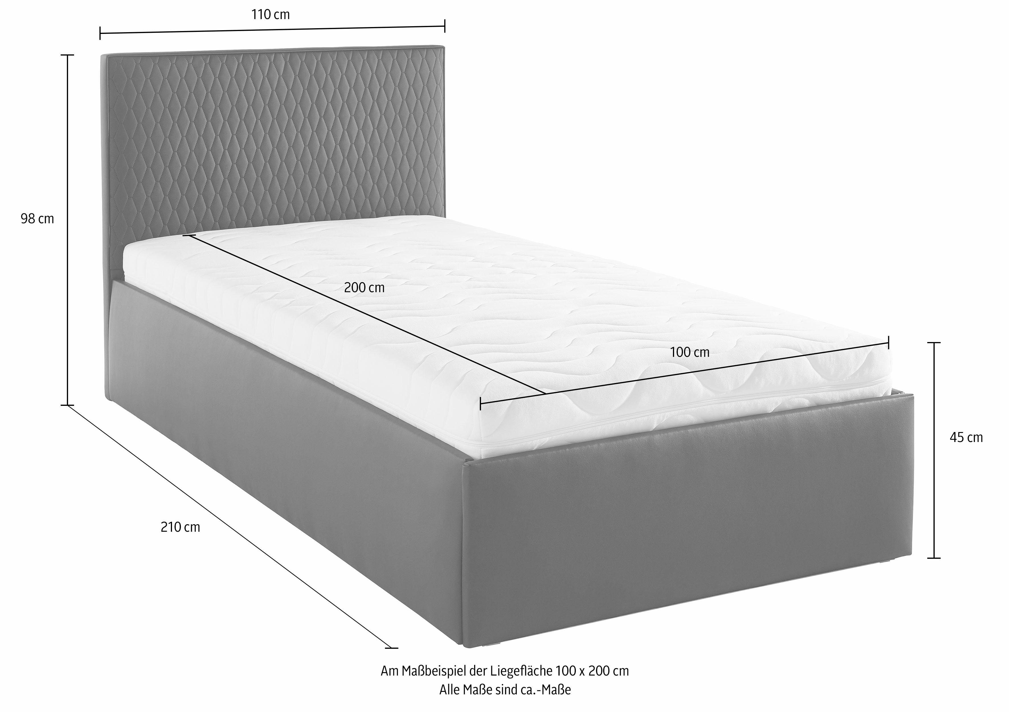 Westfalia Polsterbetten Gestoffeerd bed met bedkist bij uitvoering met matras