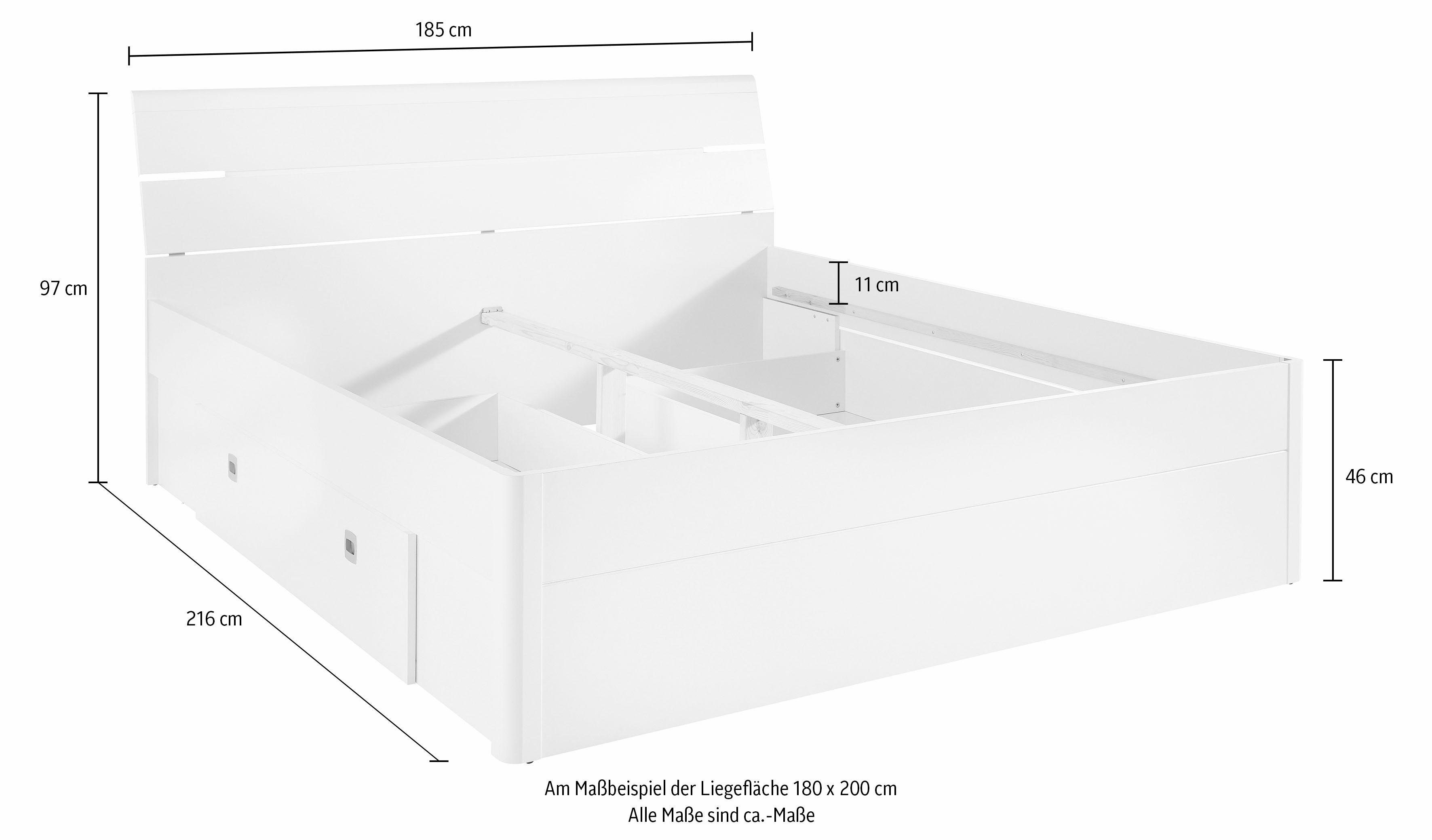 Schlafkontor Ledikant met bergruimte Mars inclusief 2 laden en ledverlichting
