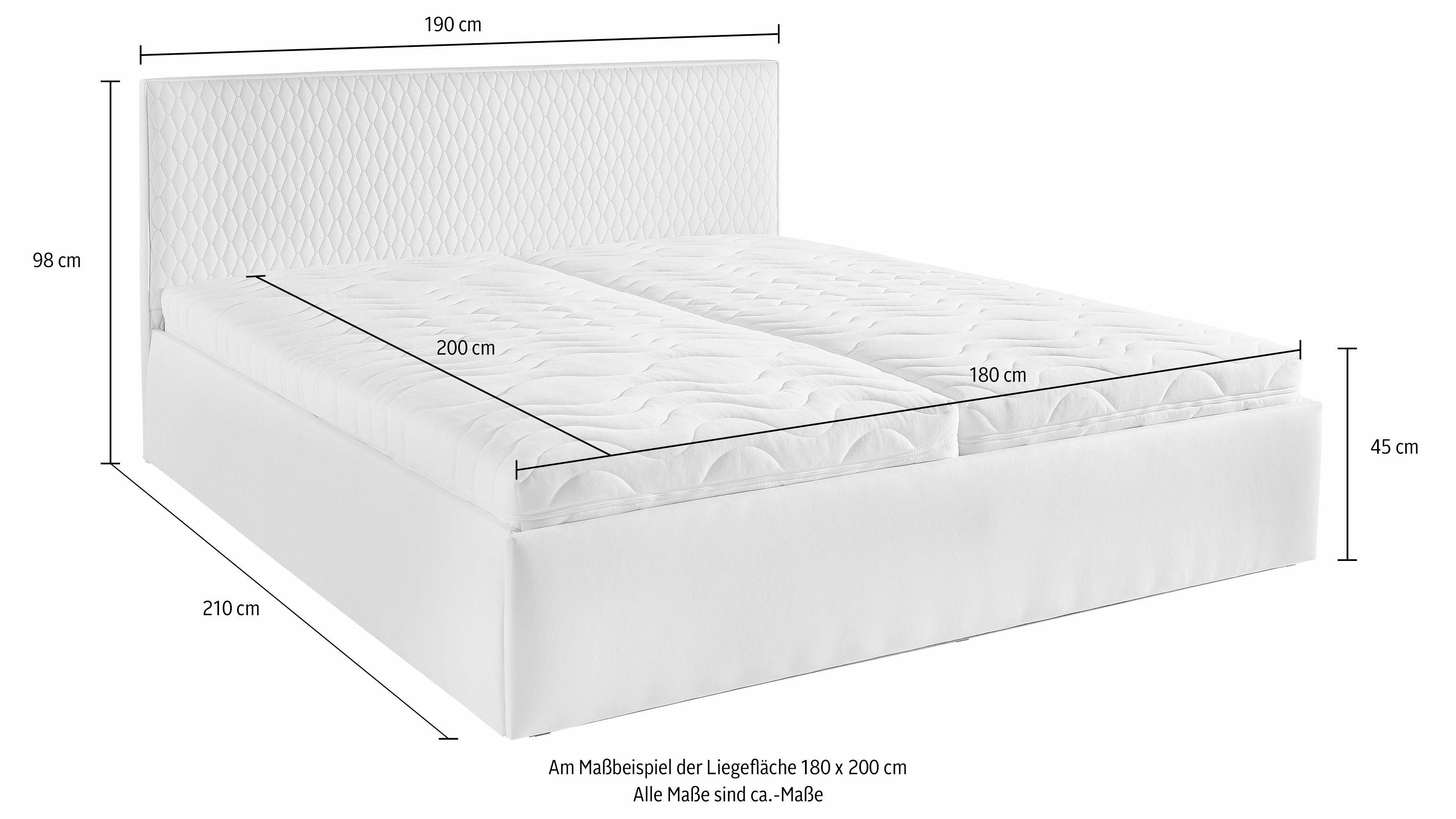 Westfalia Polsterbetten Gestoffeerd bed met bedkist bij uitvoering met matras