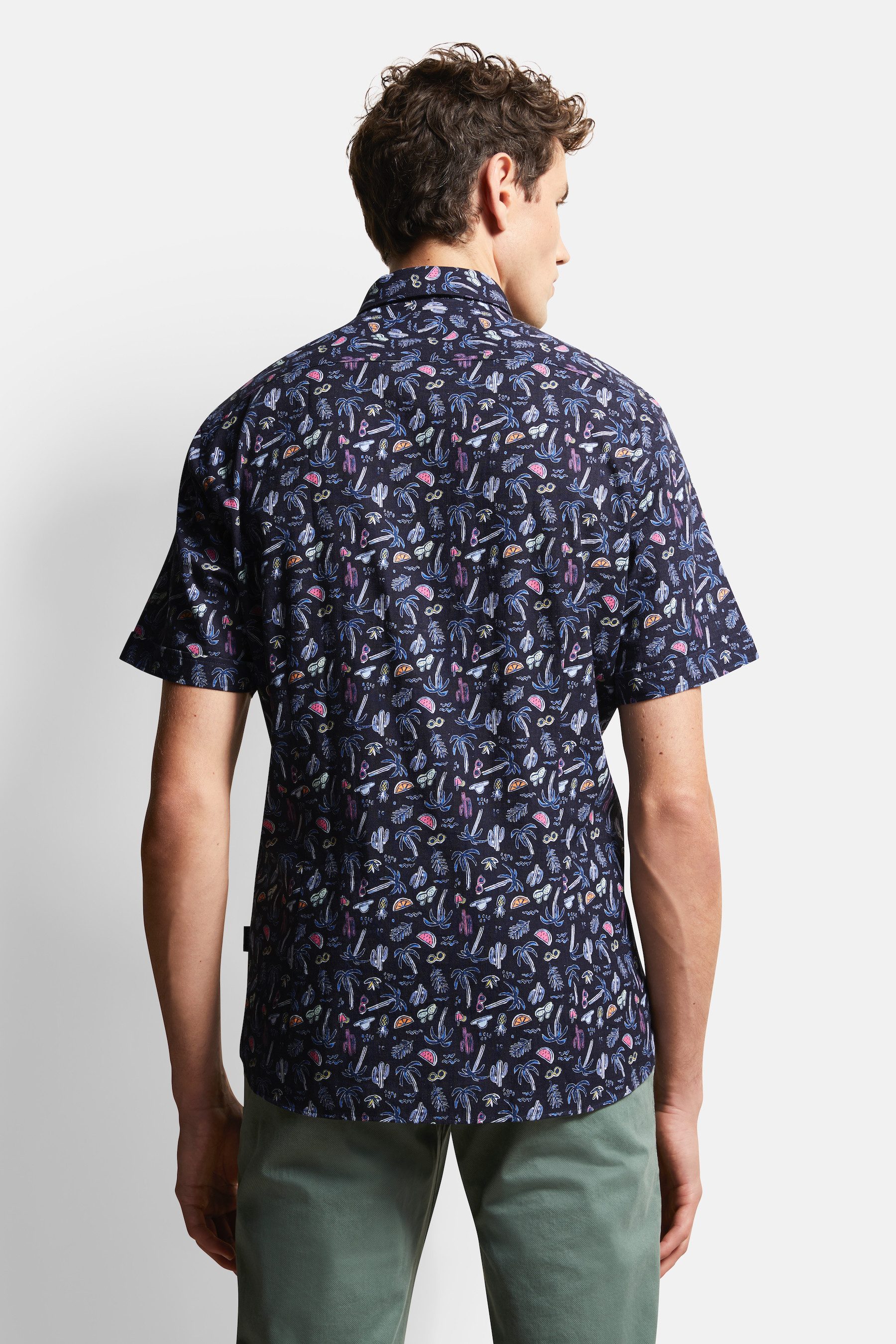 Bugatti Overhemd met korte mouwen met zomerse prints