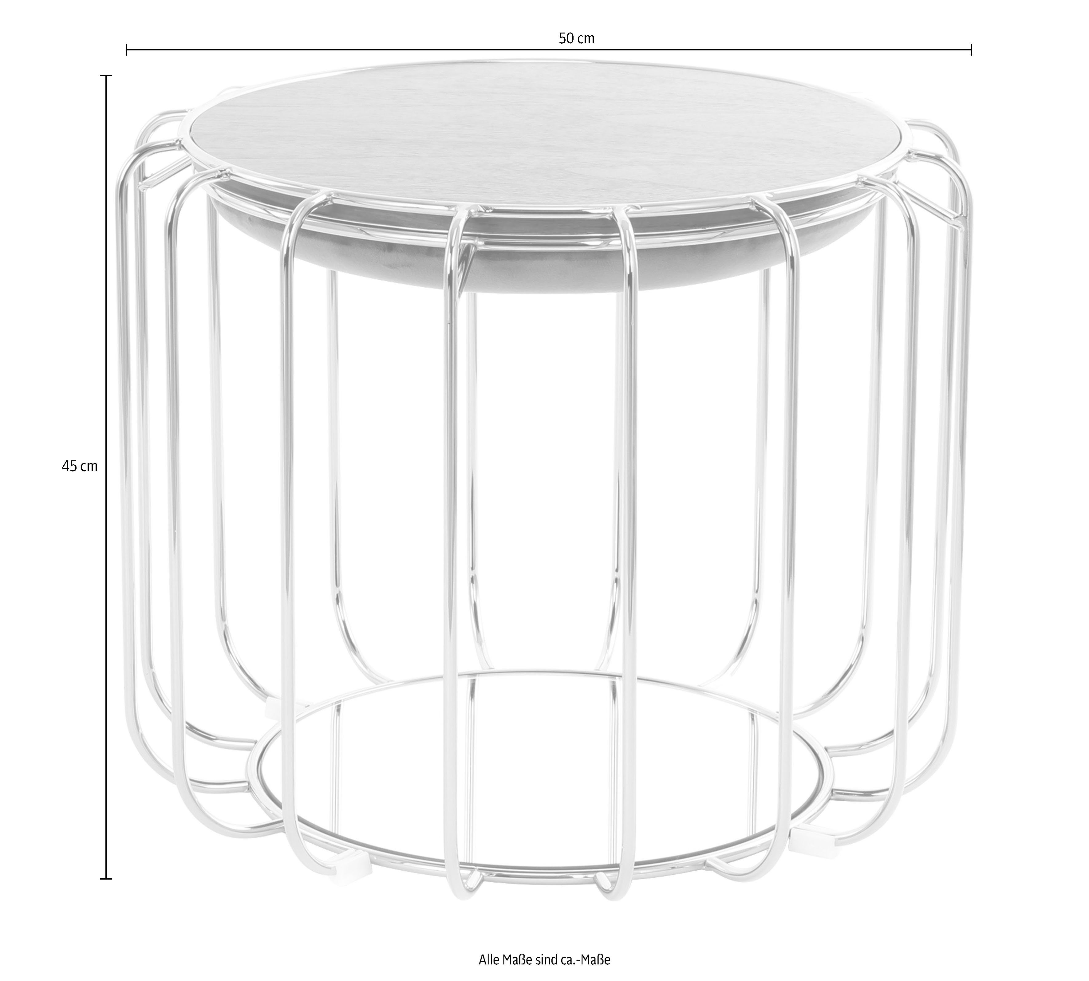 Kayoom Bijzettafel Pouf Comfortable 110, afneembare en omkeerbare bovenkant praktisch om te bouwen tot tafel of voetenbank/poef, met spiegelglas (1 stuk)