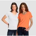 ltb shirt met korte mouwen asyondp in set van 2 in mooie kleurencombinaties met klein logoborduursel - exclusief (2-delig) oranje