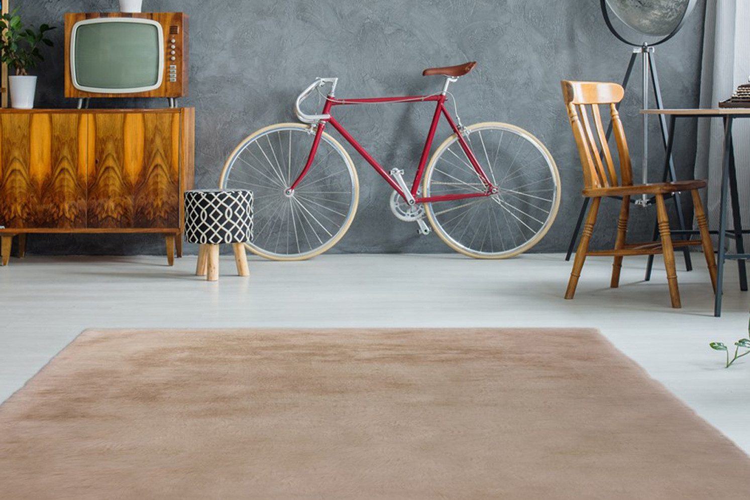 my home Vachtvloerkleed Alvin Vloerkleed in konijnenbont-look en touch, imitatiebont dieren vloerkleden maat 2 beige