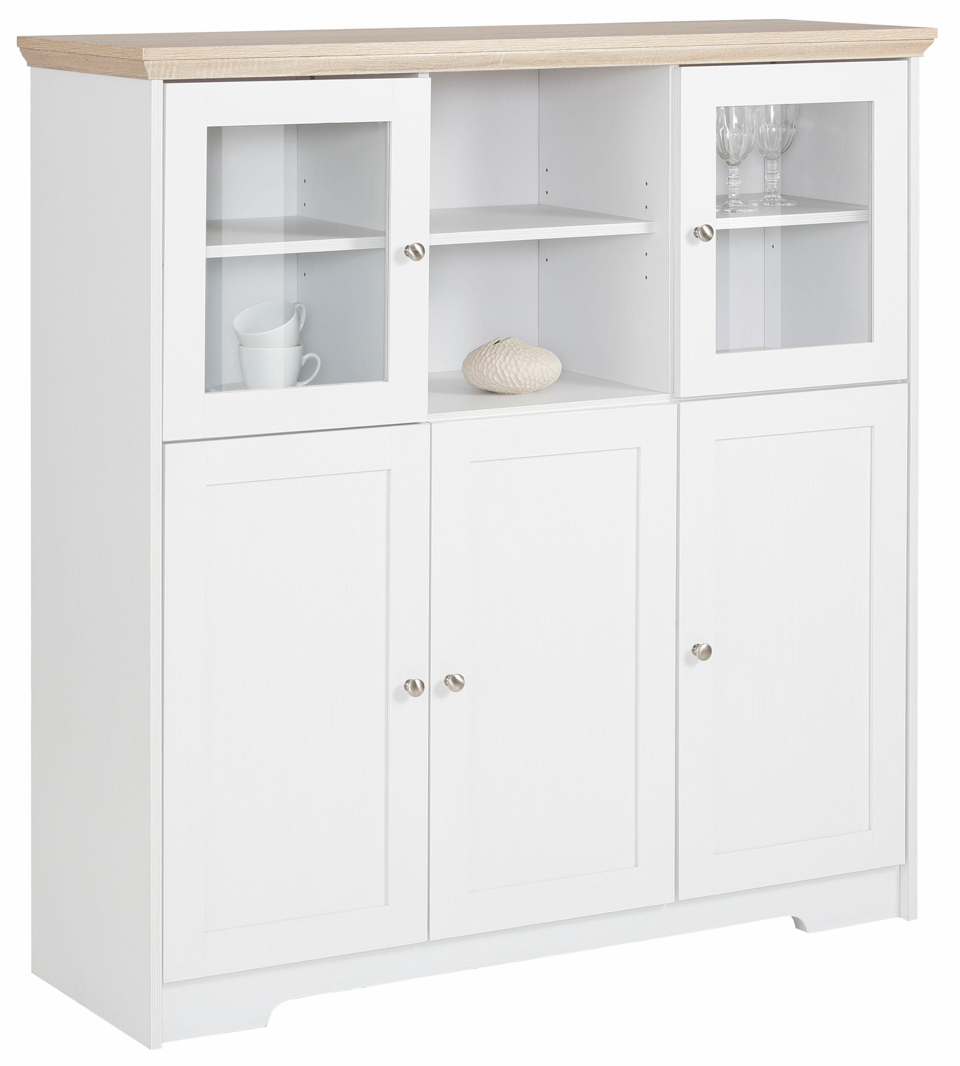 Home affaire Highboard Nanna Vitrine in eikenlook, breedte 118 cm
