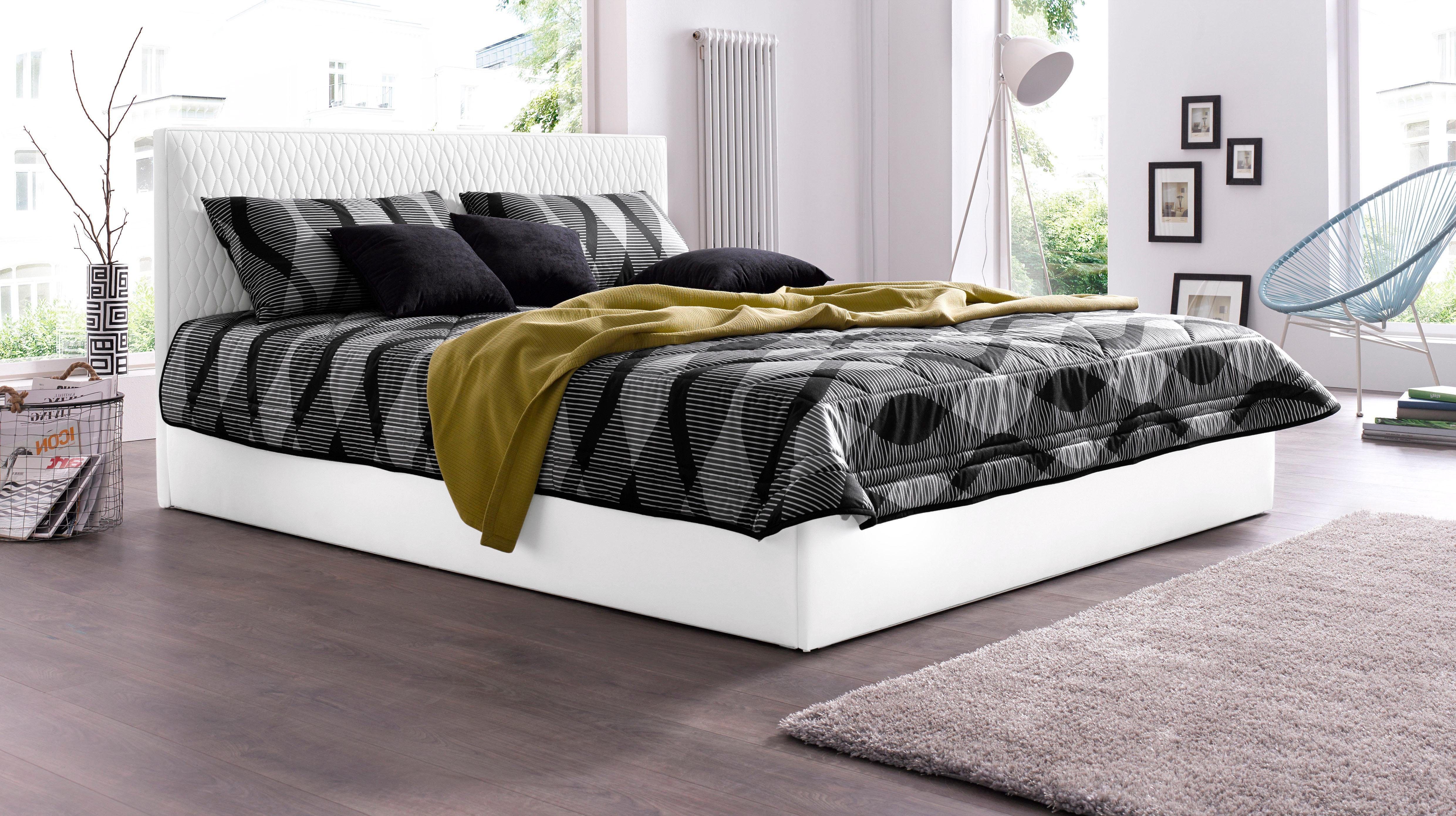 Westfalia Polsterbetten Gestoffeerd bed met bedkist bij uitvoering met matras bedden maat 190 cm x 210 cm x 34 cm wit