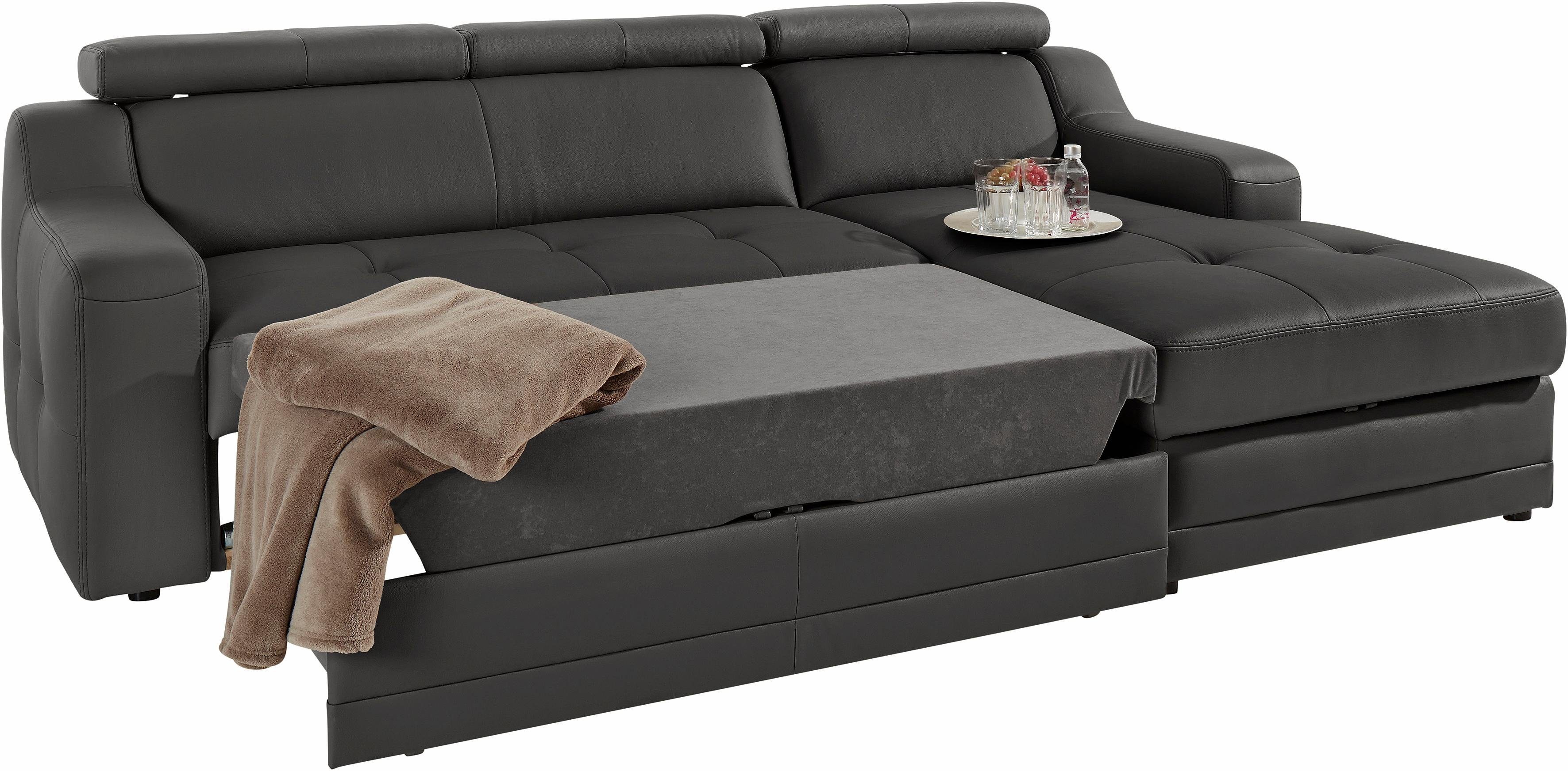 exxpo - sofa fashion Hoekbank Lotos, comfortabel en functioneel, L-vorm met verstelbare hoofdsteun resp. rugleuning, naar keuze met slaapfunctie