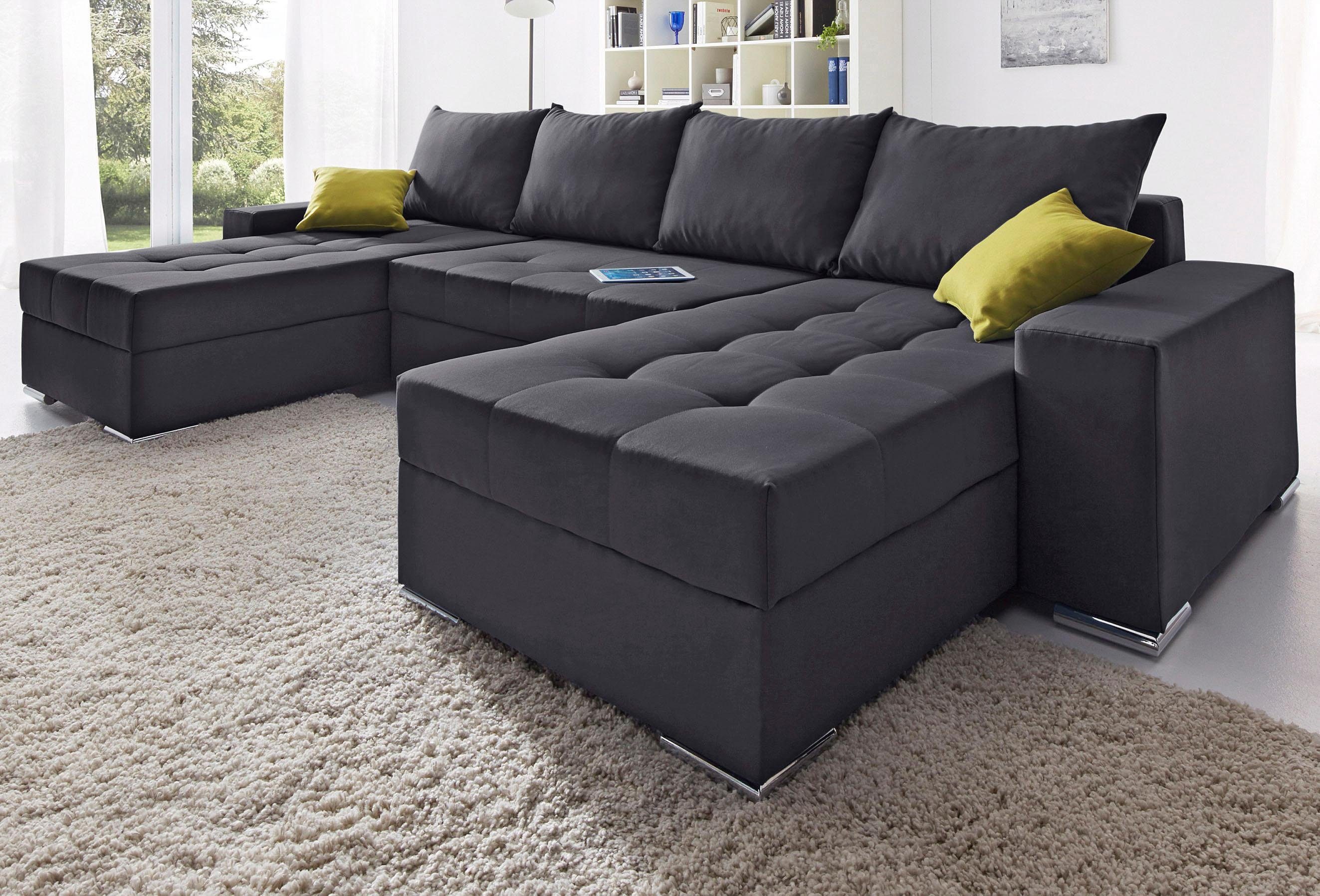 COLLECTION AB Zithoek XL-Josy U-vorm, breedte 313 cm, platweefsel, structuur, kunstleer