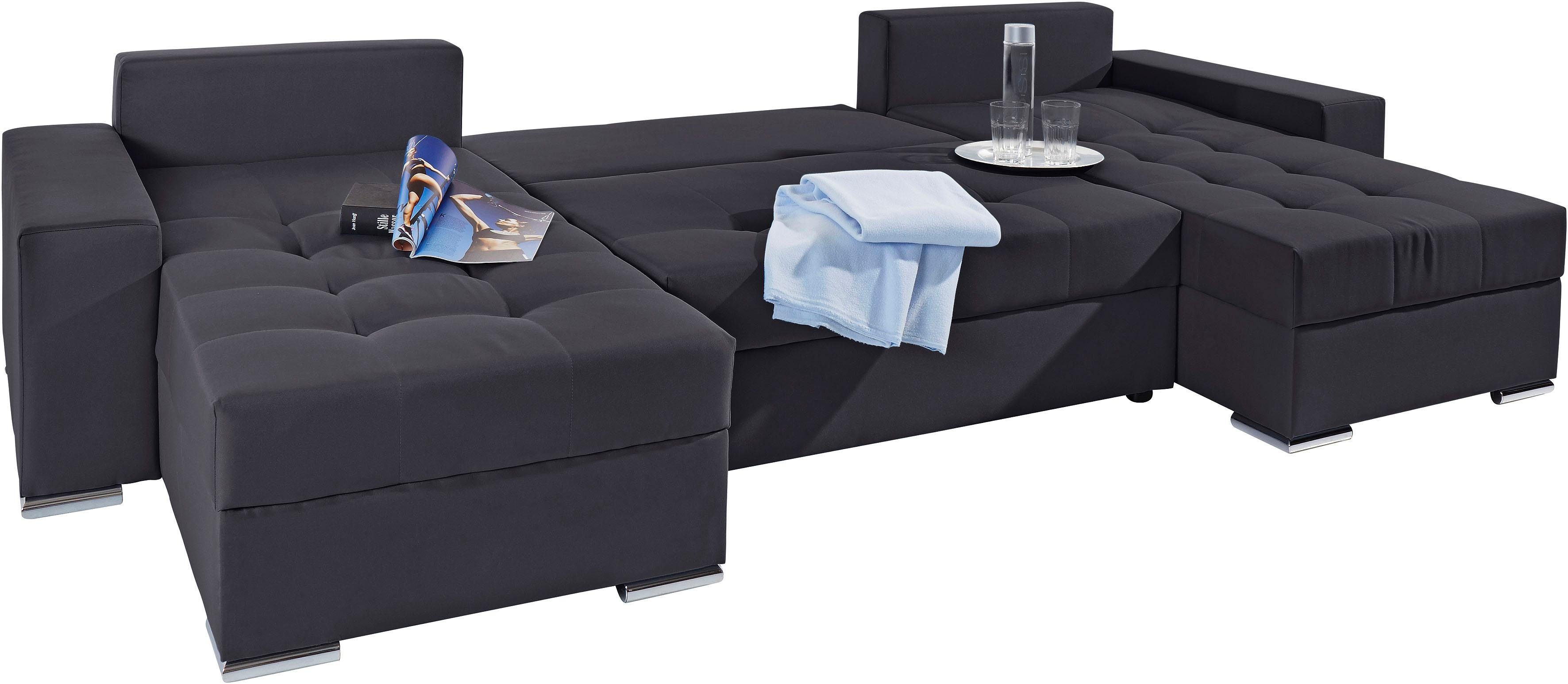 COLLECTION AB Zithoek XL-Josy U-vorm, breedte 313 cm, platweefsel, structuur, kunstleer