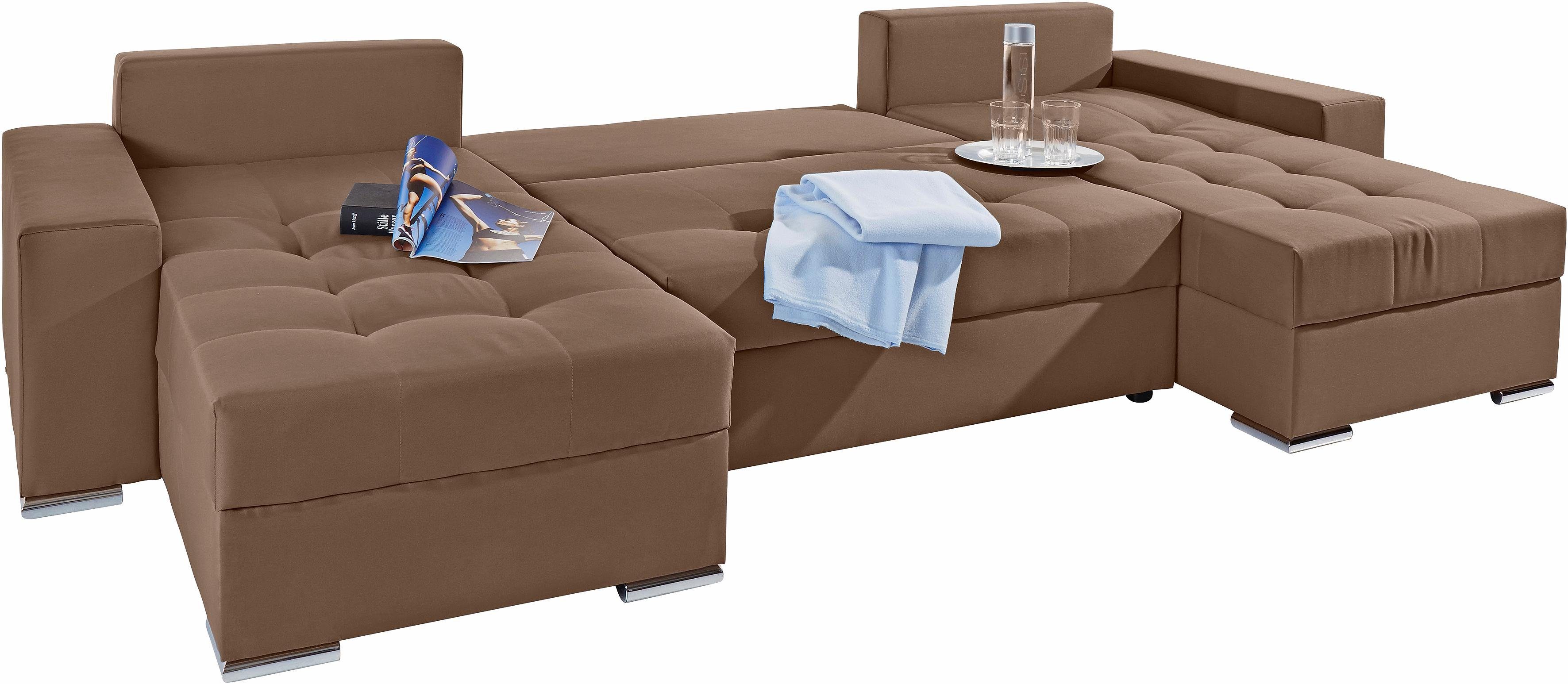 COLLECTION AB Zithoek XL-Josy U-vorm, breedte 313 cm, platweefsel, structuur, kunstleer
