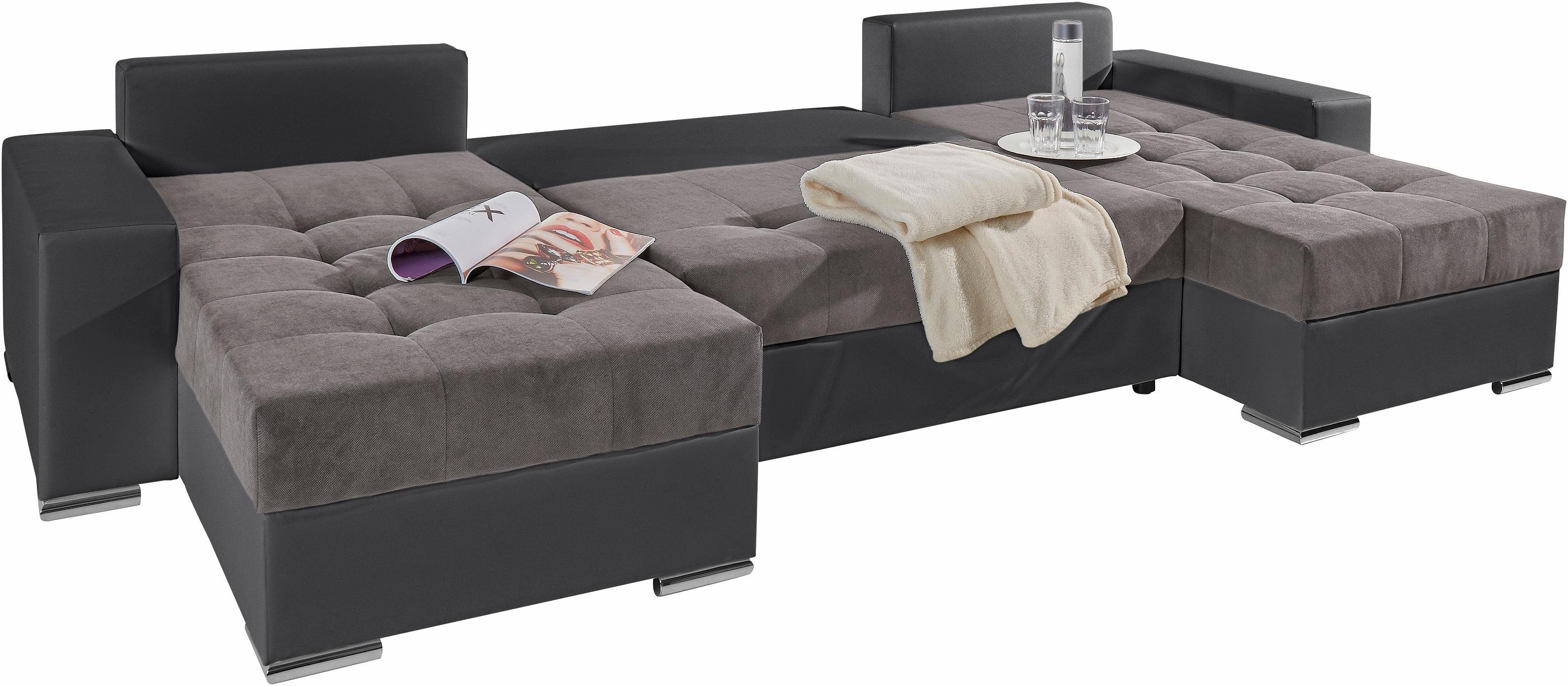 COLLECTION AB Zithoek XL-Josy U-vorm, breedte 313 cm, platweefsel, structuur, kunstleer