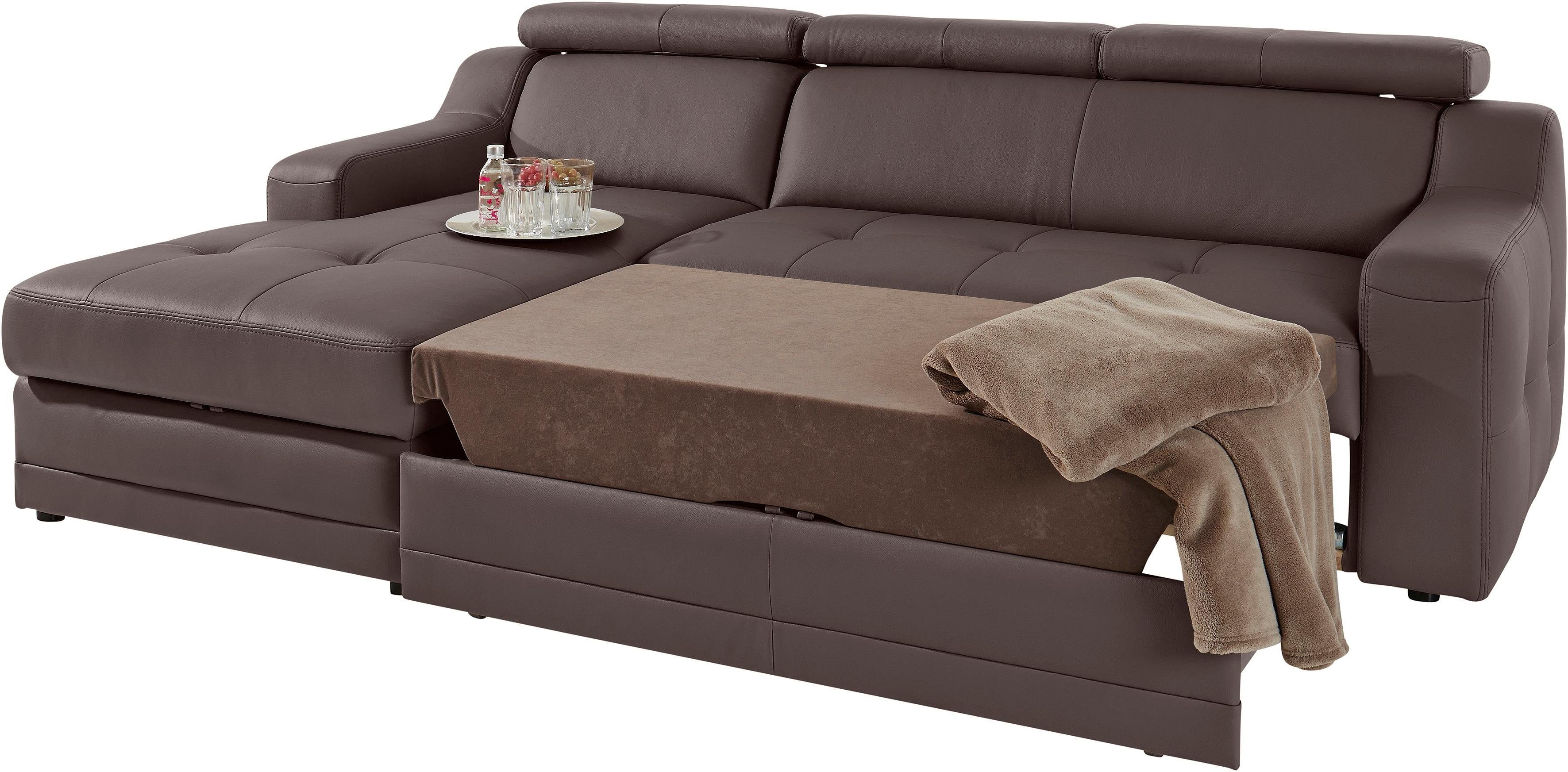 exxpo - sofa fashion Hoekbank Lotos, comfortabel en functioneel, L-vorm met verstelbare hoofdsteun resp. rugleuning, naar keuze met slaapfunctie