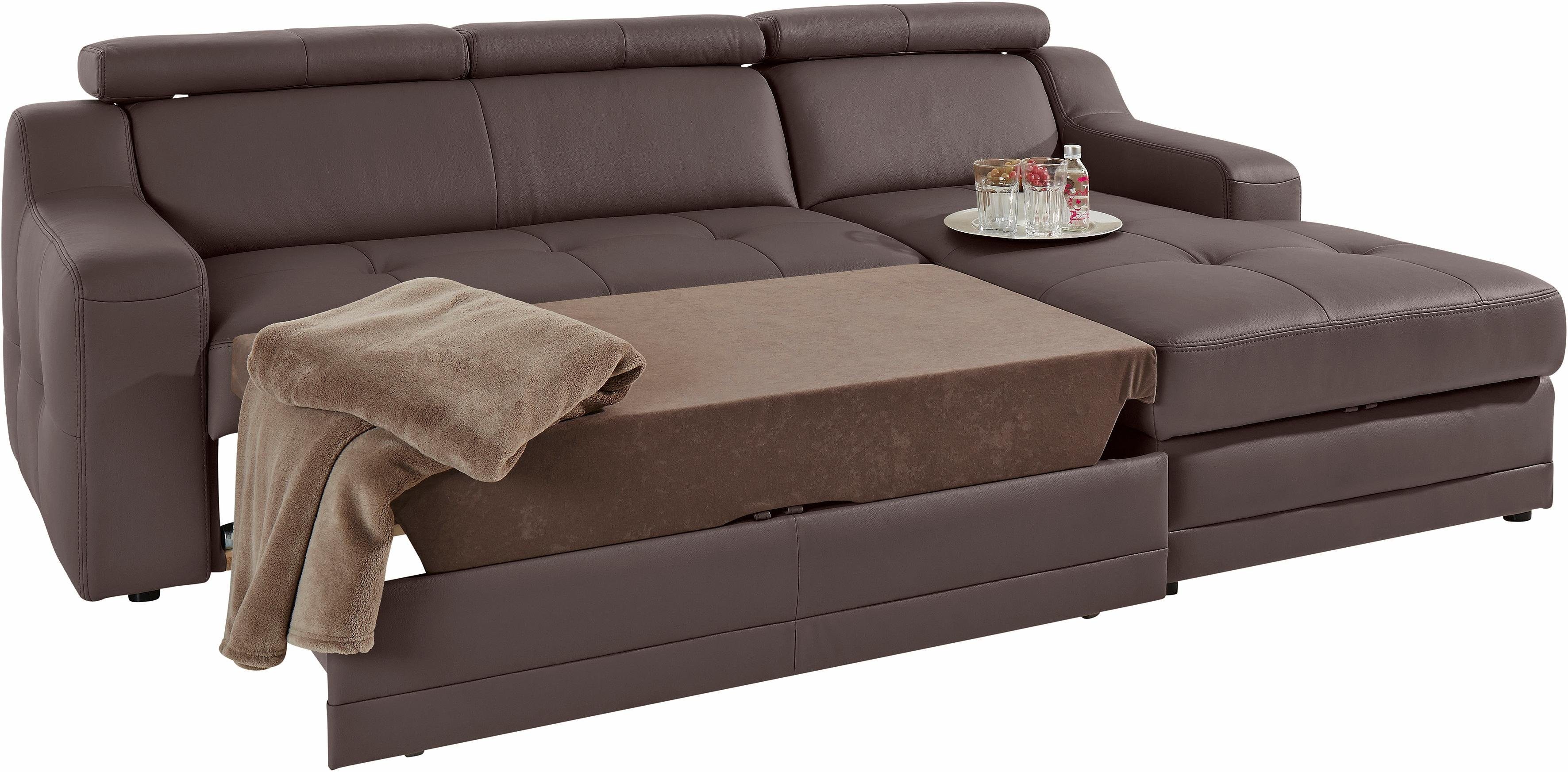 exxpo - sofa fashion Hoekbank Lotos, comfortabel en functioneel, L-vorm met verstelbare hoofdsteun resp. rugleuning, naar keuze met slaapfunctie