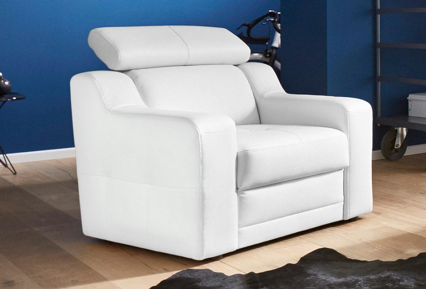 exxpo - sofa fashion Fauteuil Lotos, loungestoel met verstelbare hoofdsteun resp. rugleuning (set) fauteuils wit