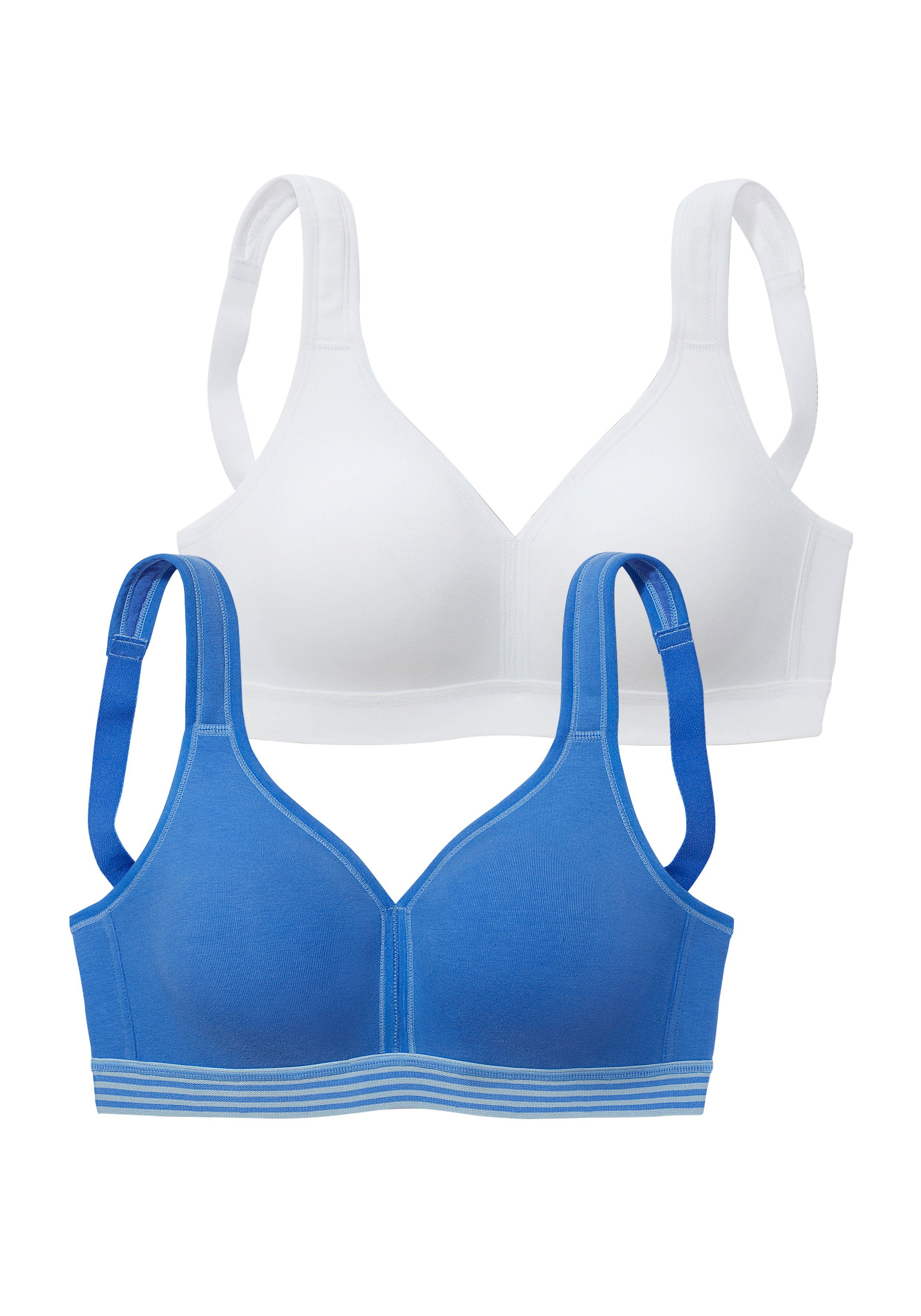 Petite fleur Steun-bh zonder beugels met band onder de buste in gestreepte look (Set van 2)