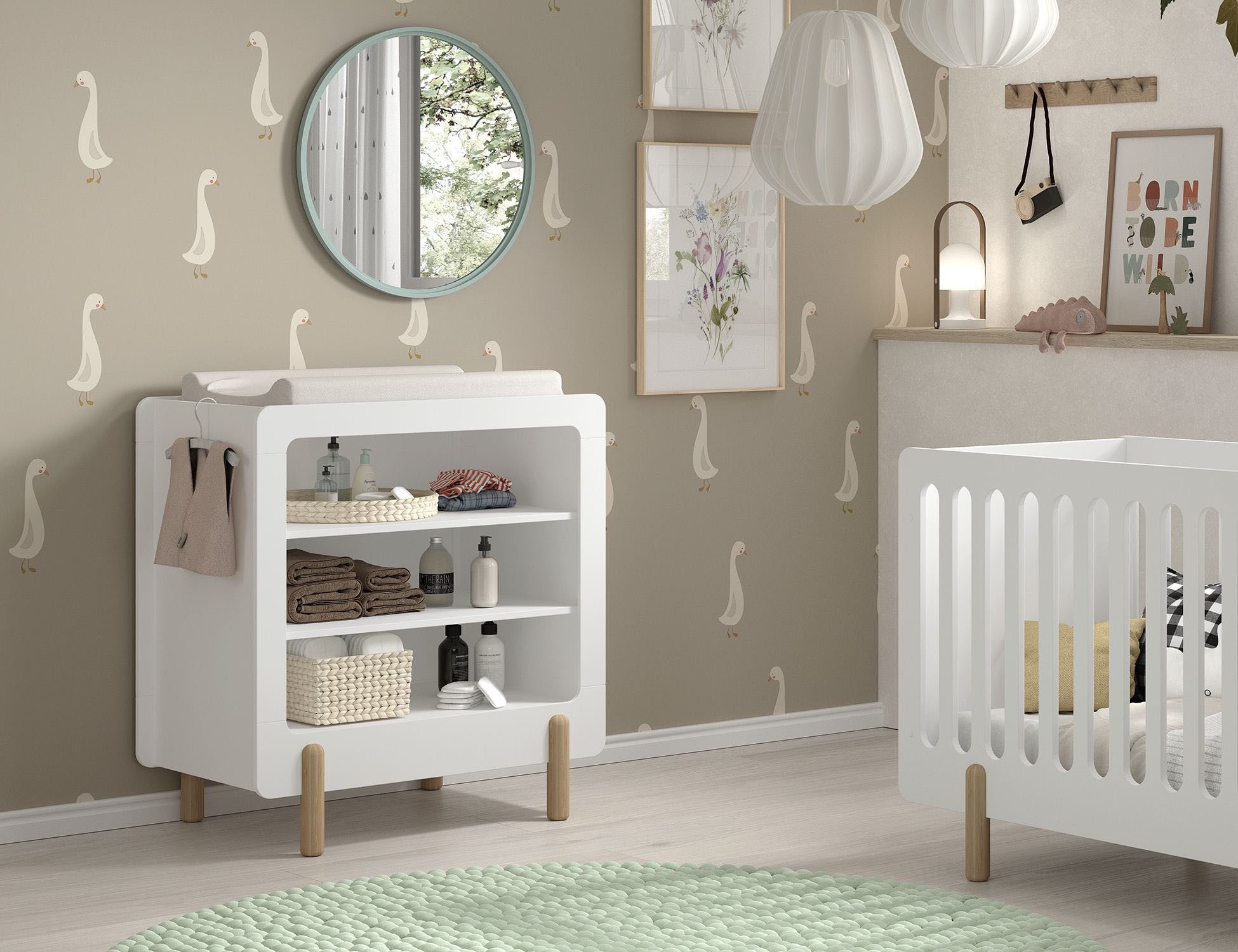 Vipack Kast met 3 vakken, met rand, ook te gebruiken als commode, uitvoering wit dressoirs wit