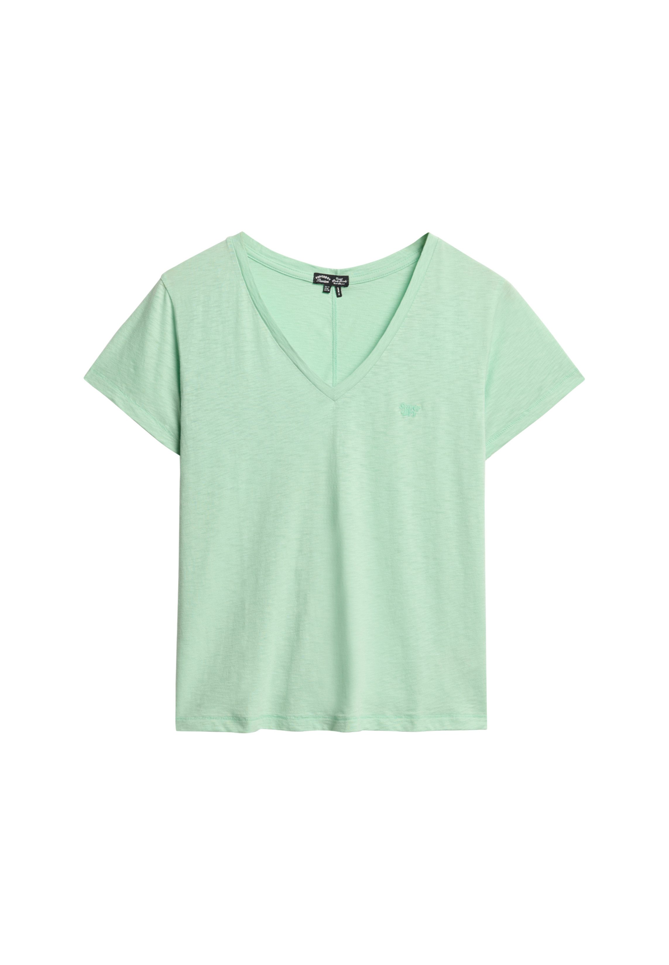 Superdry Shirt met V-hals STUDIOS SLUB EMB VEE TEE gestructureerd t-shirt met v-hals en borduursel
