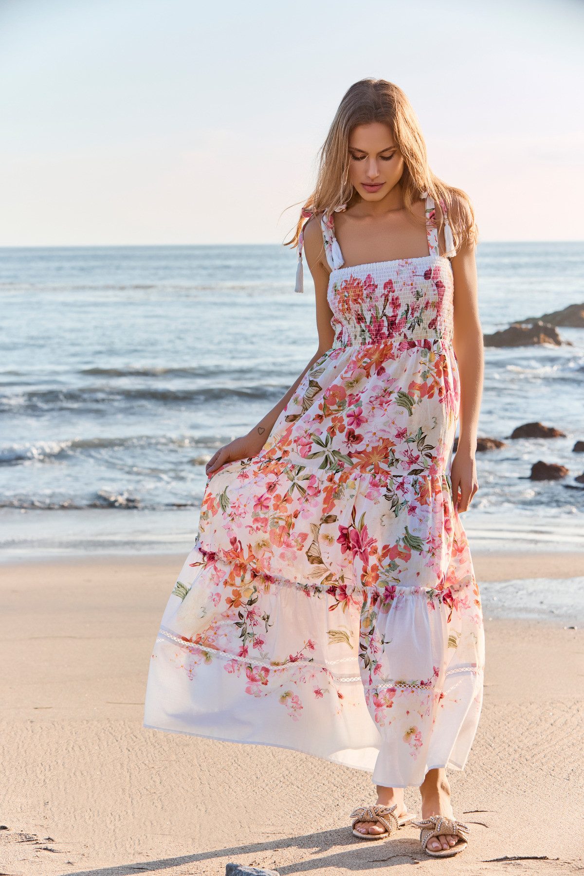 Monari Maxi-jurk met bloemenprint