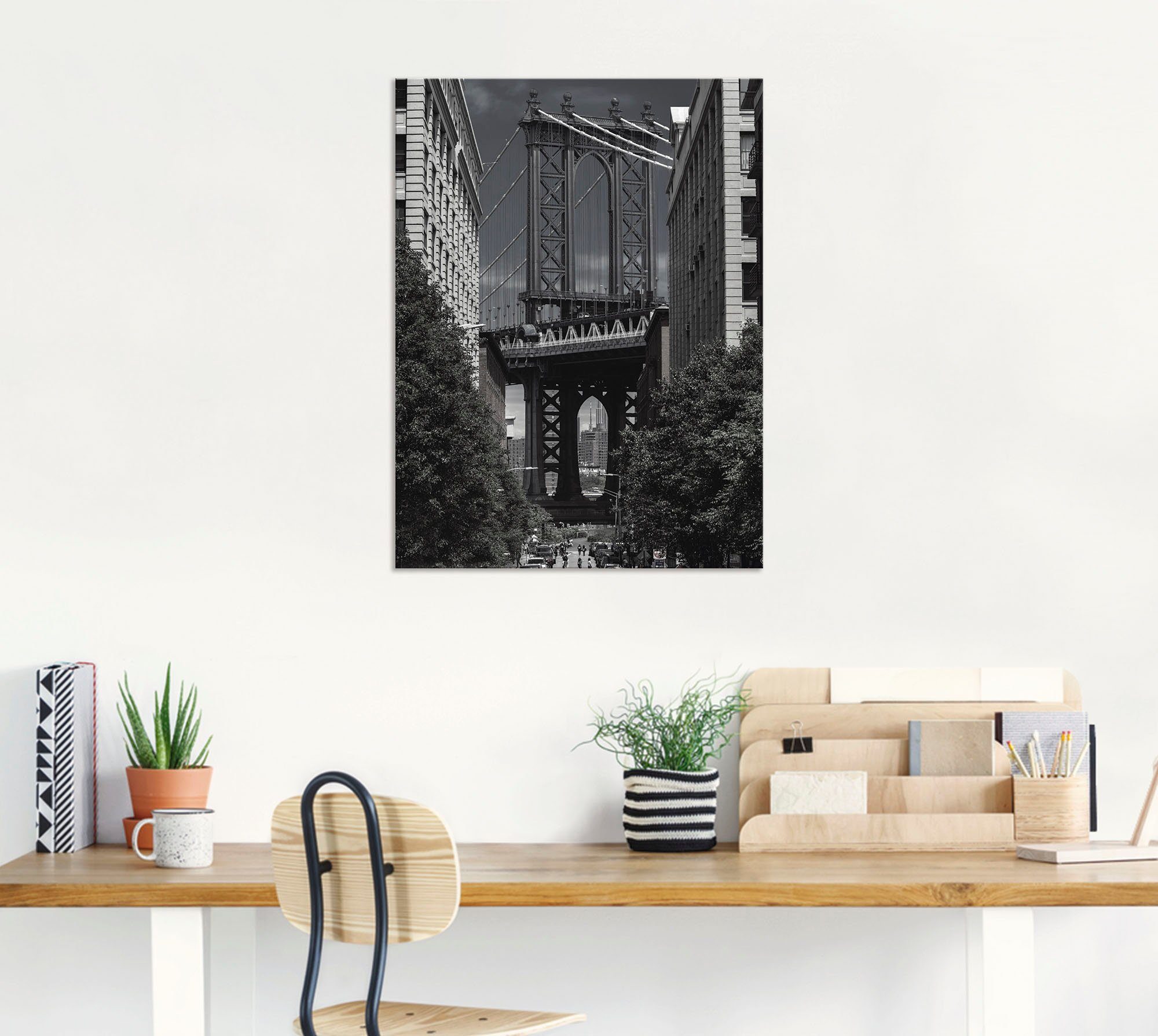 Artland Poster New York Manhattan Bridge II als artprint van aluminium, artprint op linnen, muursticker of poster in verschillende maten