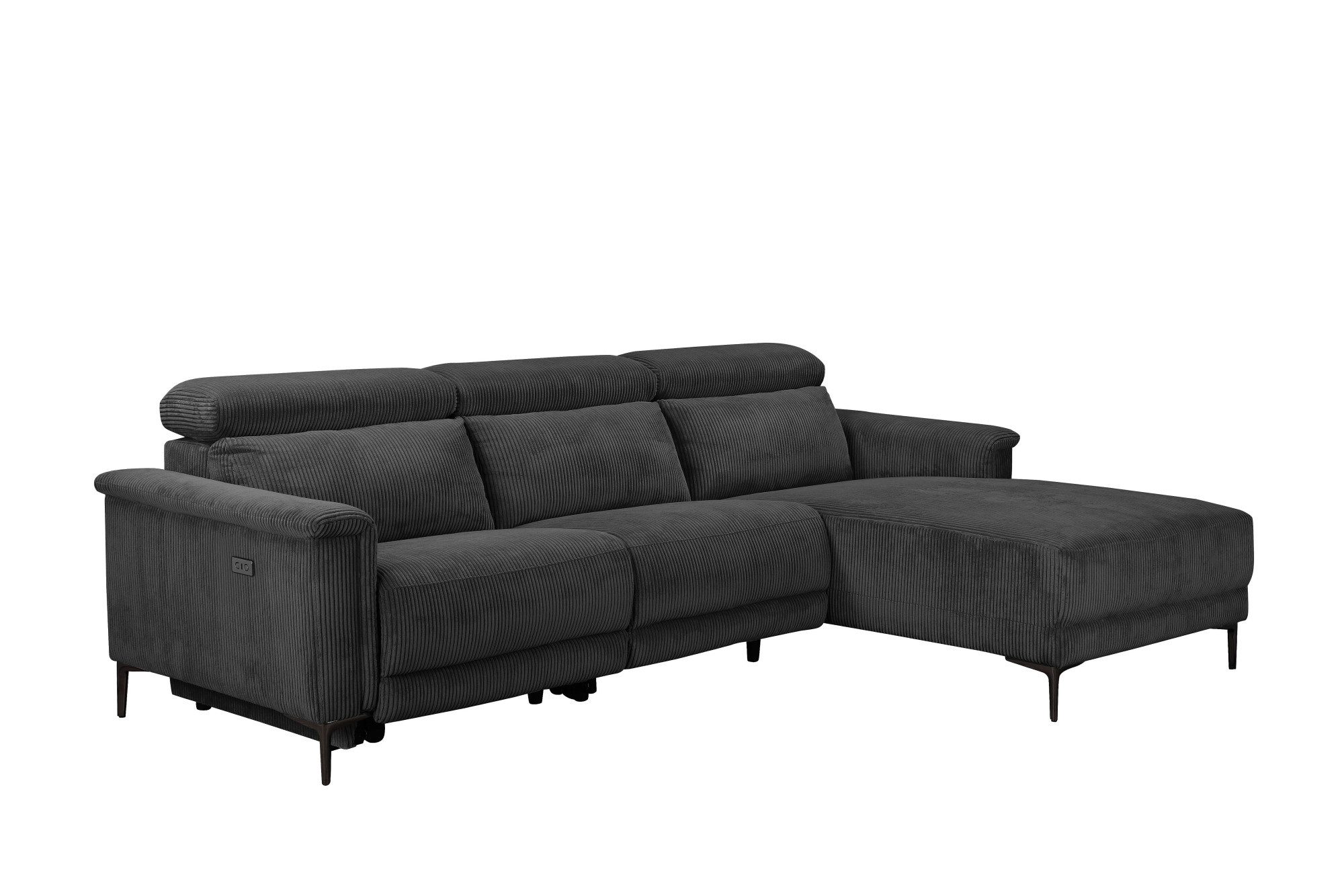 Places of Style Hoekbank Lund in cord, L-vorm, 261 cm, handmatige en elektrische relaxfunctie