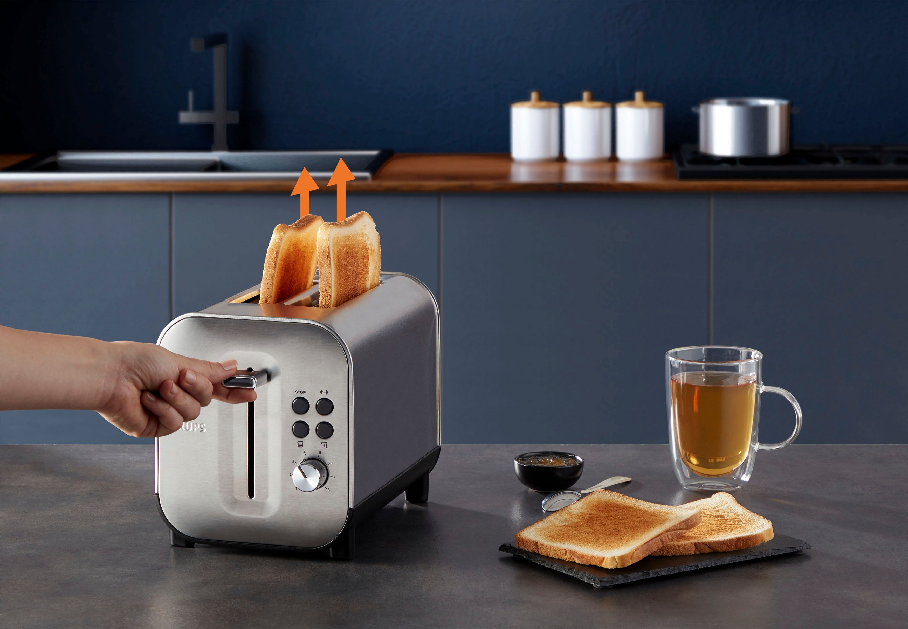 Krups Toaster KH682D Excellence aanraakgevoelige toetsen, liftfunctie, 8 bruiningsgraden