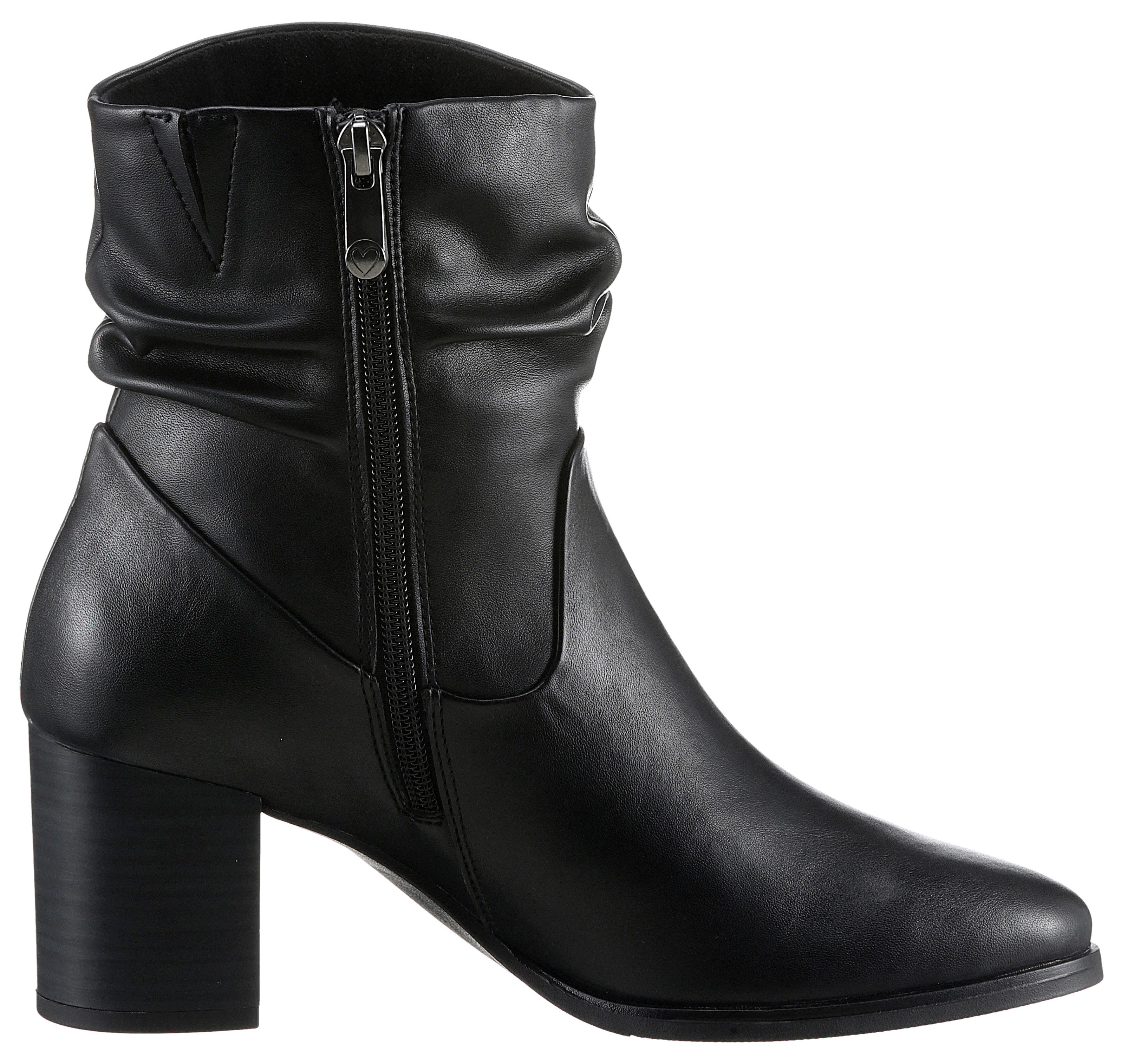 Marco Tozzi Laarsjes ANGIO blokhak, business schoen met plooien in slouchy look