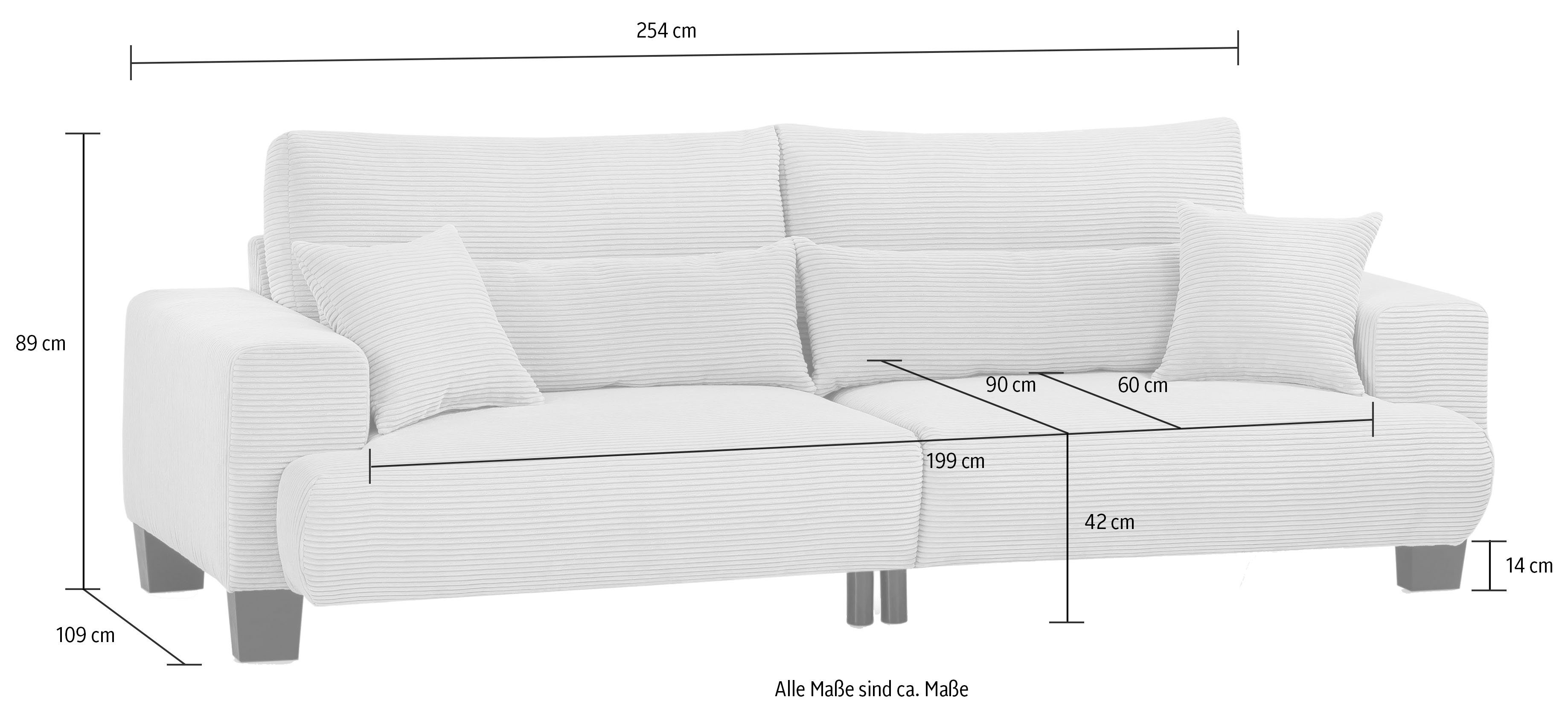 exxpo - sofa fashion Megabank Big Ayo inclusief losse rug- en sierkussens, vrij plaatsbaar