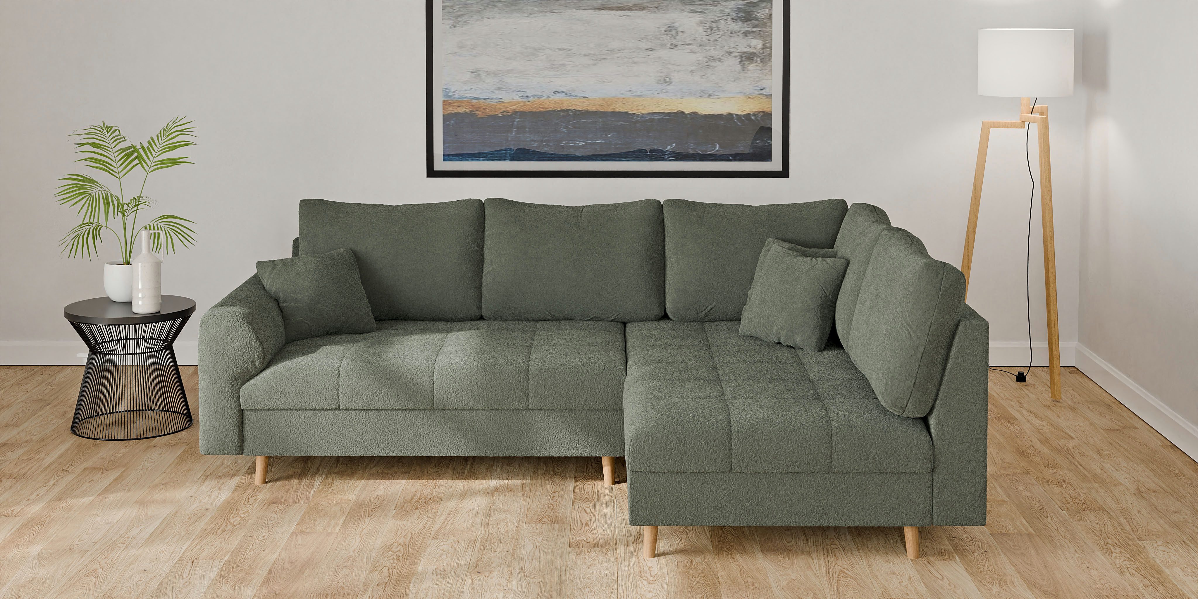 Home affaire Hoekbank CHARRE L-vorm met ottomane, afmetingen B/D/H: 231/161/81 cm fijne stiksels, losse rug- en sierkussens, ook in cord en bouclé