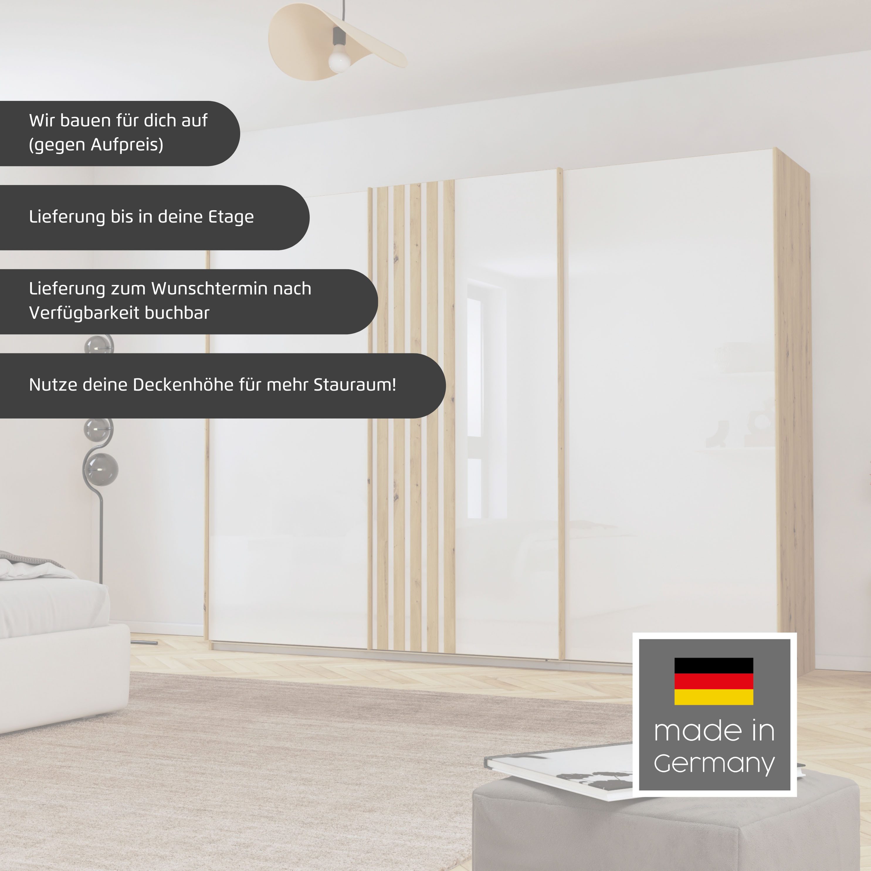 rauch Schuifdeurkast Kledingkast MOSBACH moderne lamellenbedekking in 3d akoestisch paneel uiterlijk made in germany