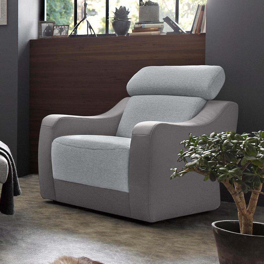 exxpo - sofa fashion fauteuil happy inclusief hoofd- resp. verstelbare rugleuning zilver