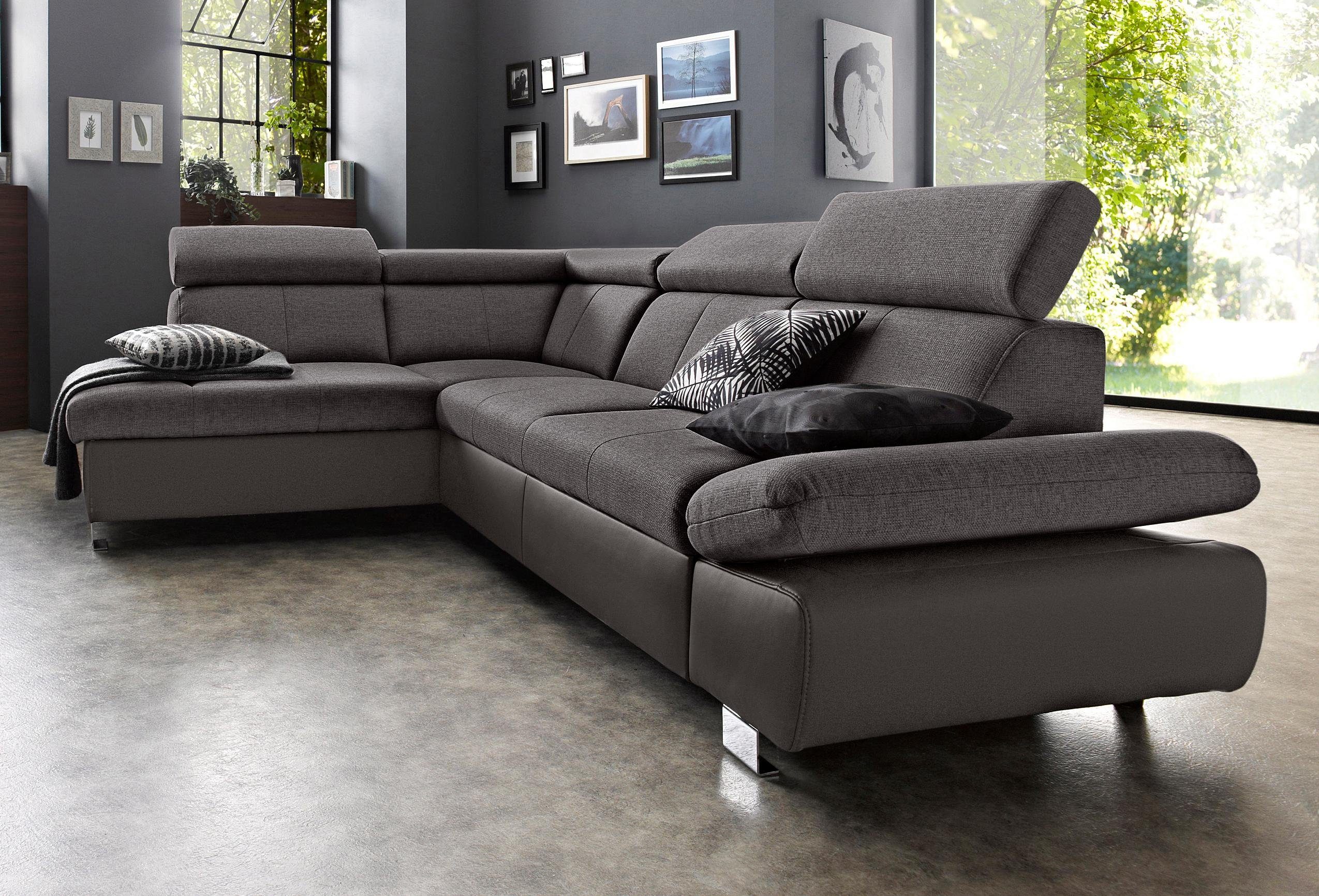 exxpo - sofa fashion hoekbank happy, l-vorm met ottomane en naar keuze met slaapfunctie en bedkist bruin