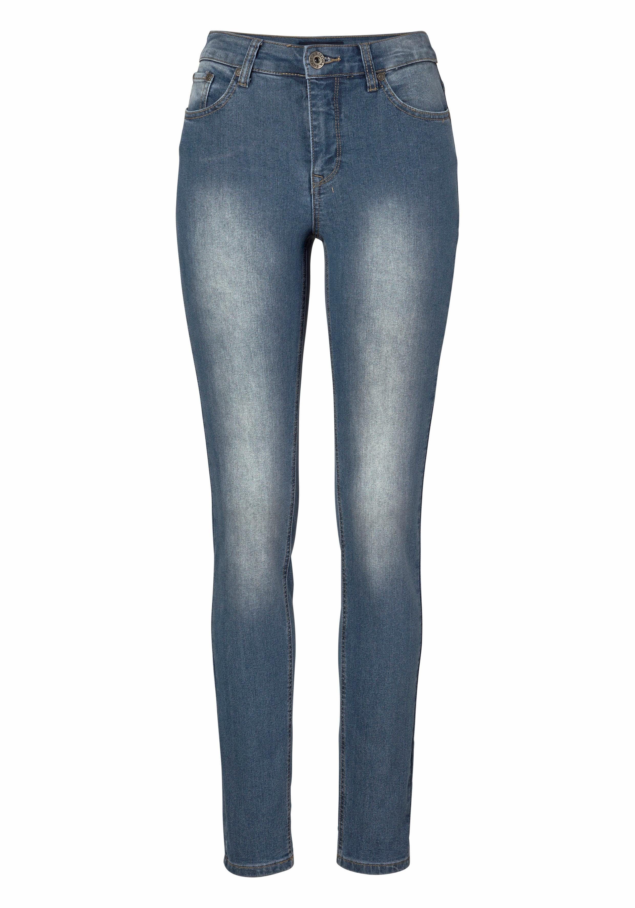 Arizona Slim fit jeans Shaping strakke pasvorm, skinny jeans, used-look-wassing, hoge taille