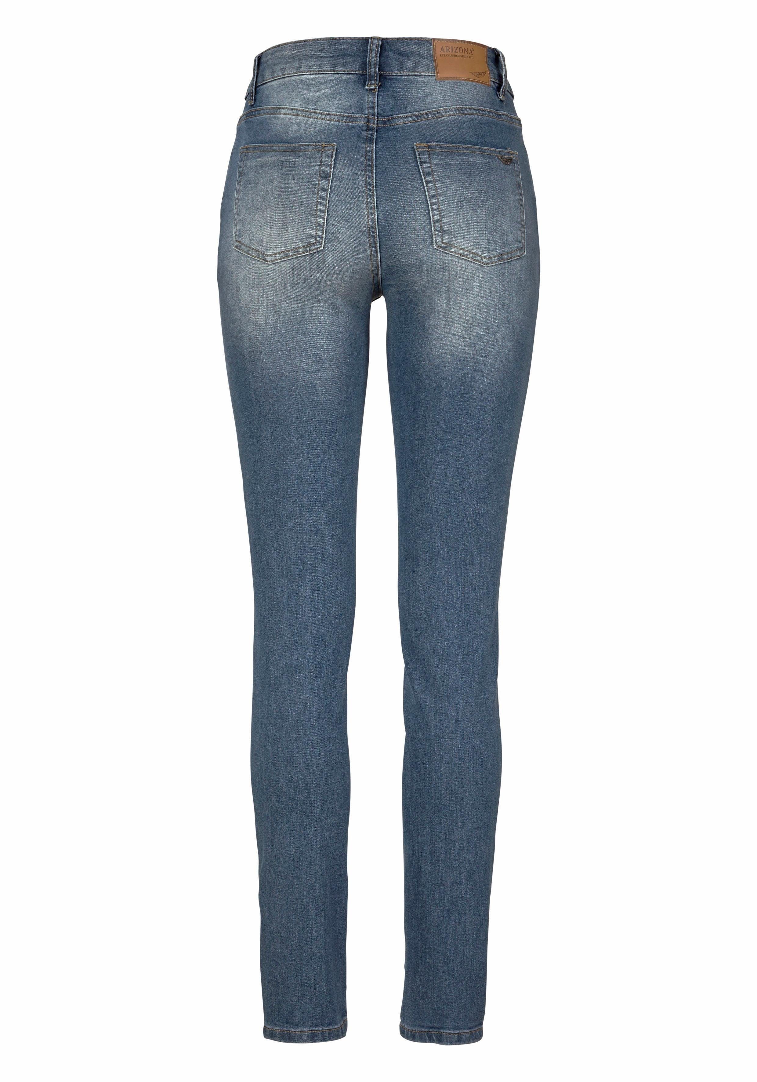 Arizona Slim fit jeans Shaping strakke pasvorm, skinny jeans, used-look-wassing, hoge taille