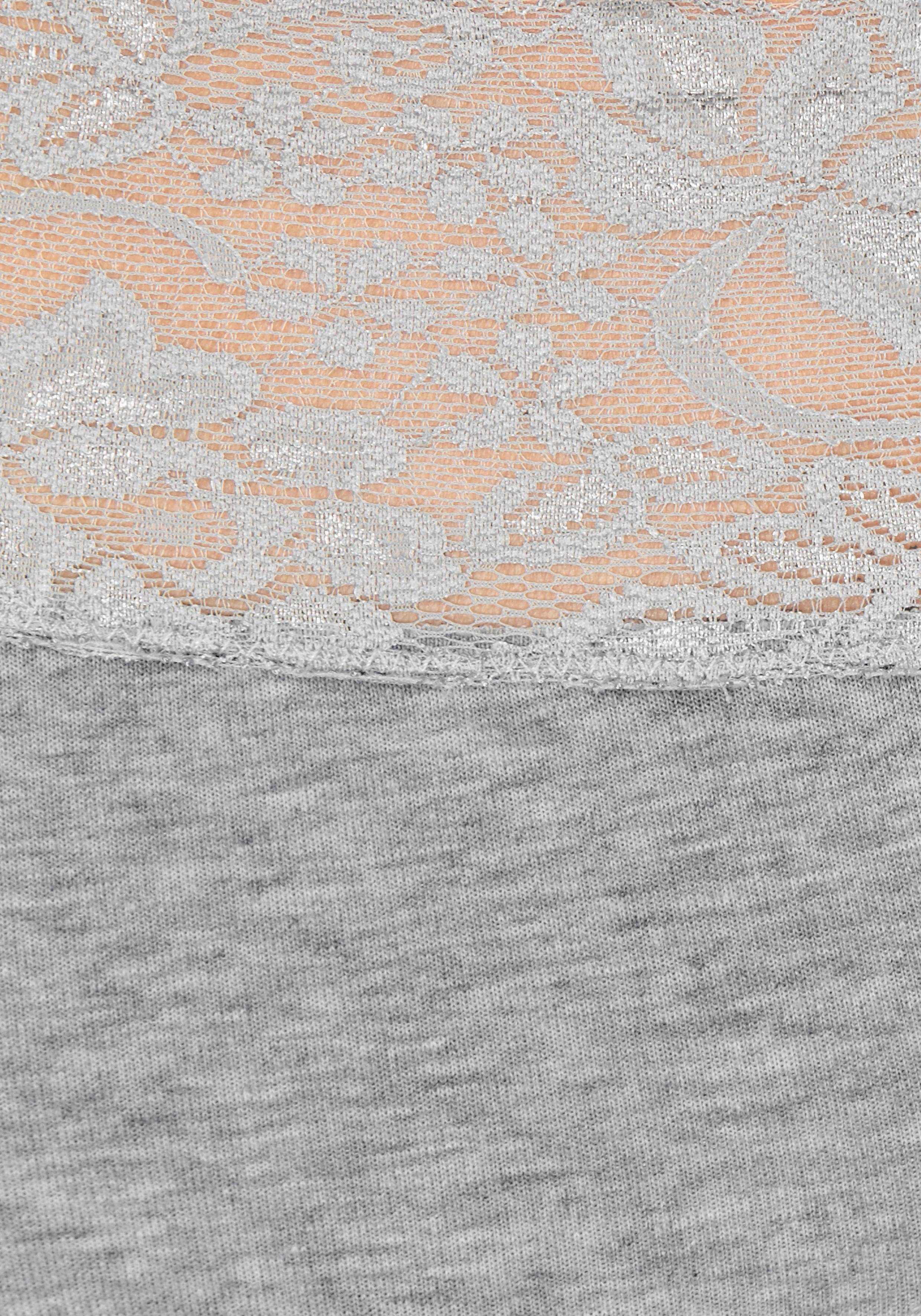 Vivance Slip van elastische katoen met florale kant (3 stuks)