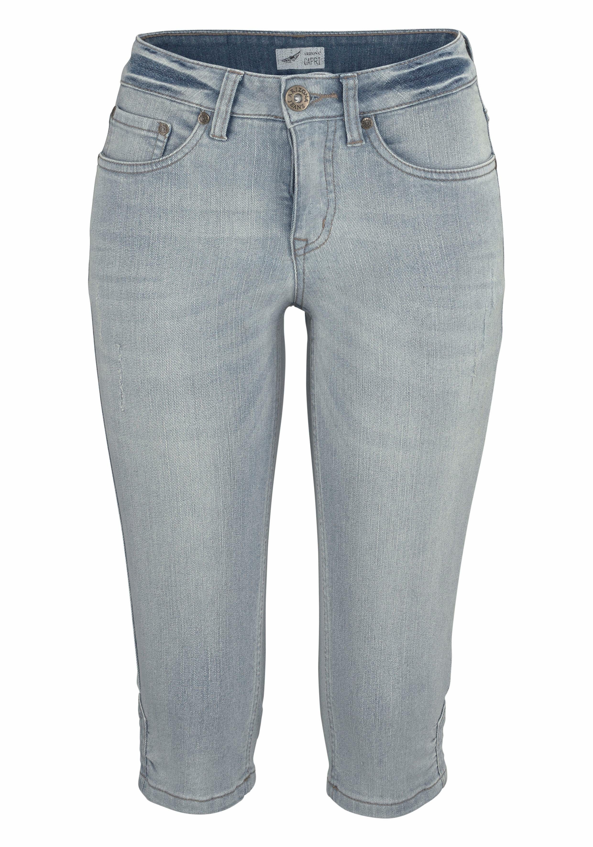 Arizona Capri jeans smalle pasvorm, met destroyed-effecten, lage taille