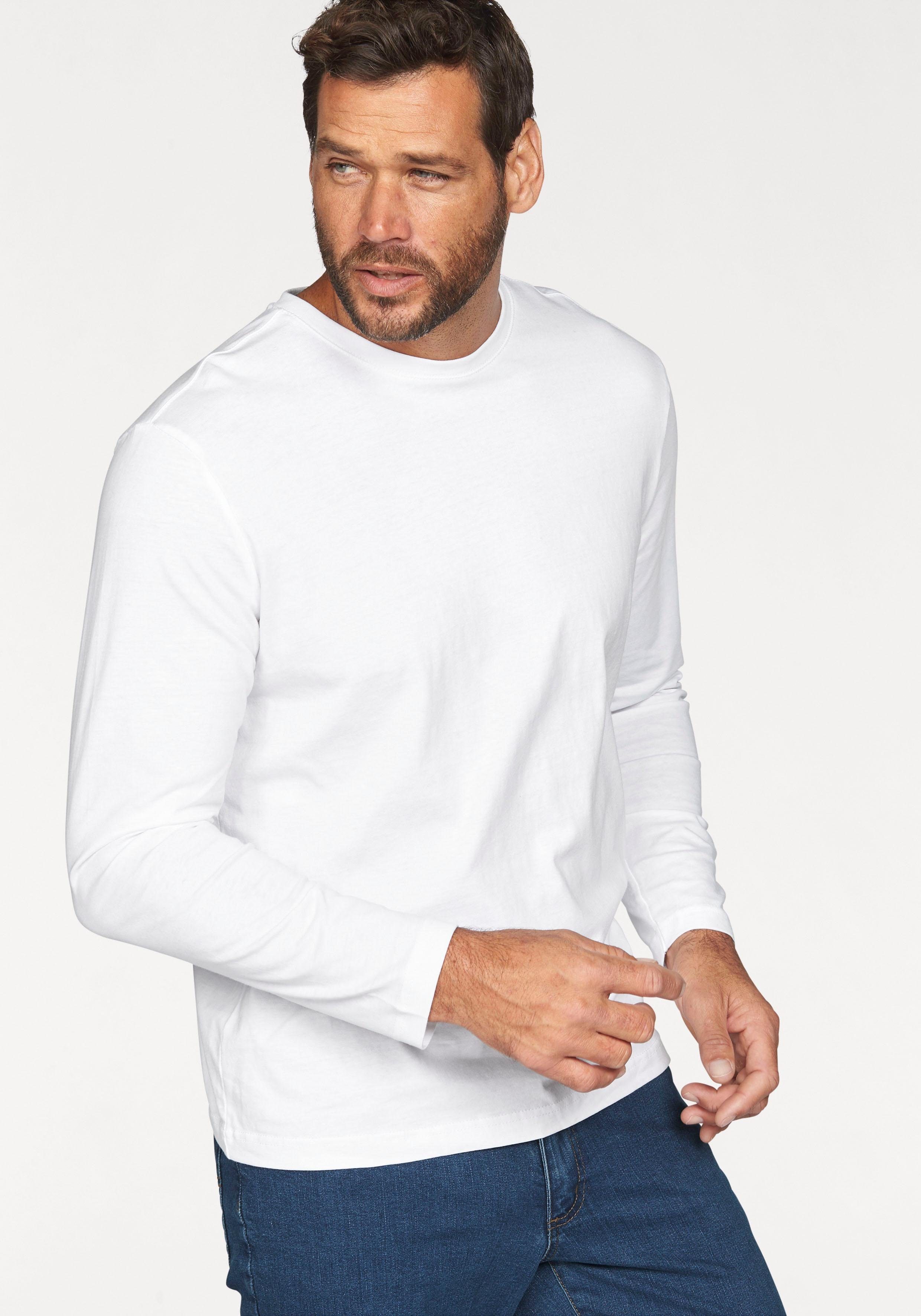 Man's World Shirt met lange mouwen Nieuwe kleur ! Lange mouwen, effen, van katoen, in 3-pack (3-delig, Set van 3)