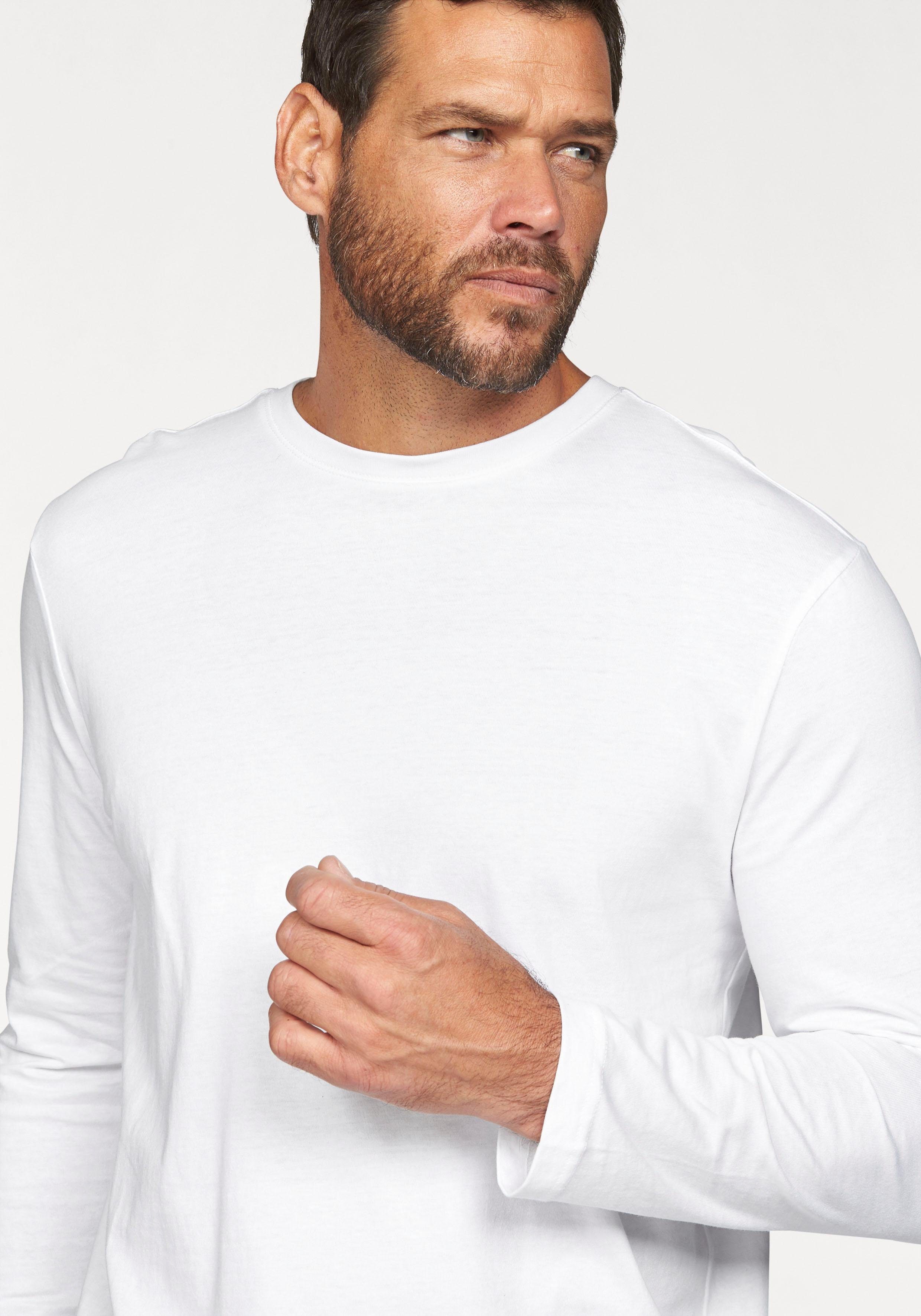Man's World Shirt met lange mouwen Nieuwe kleur ! Lange mouwen, effen, van katoen, in 3-pack (3-delig, Set van 3)
