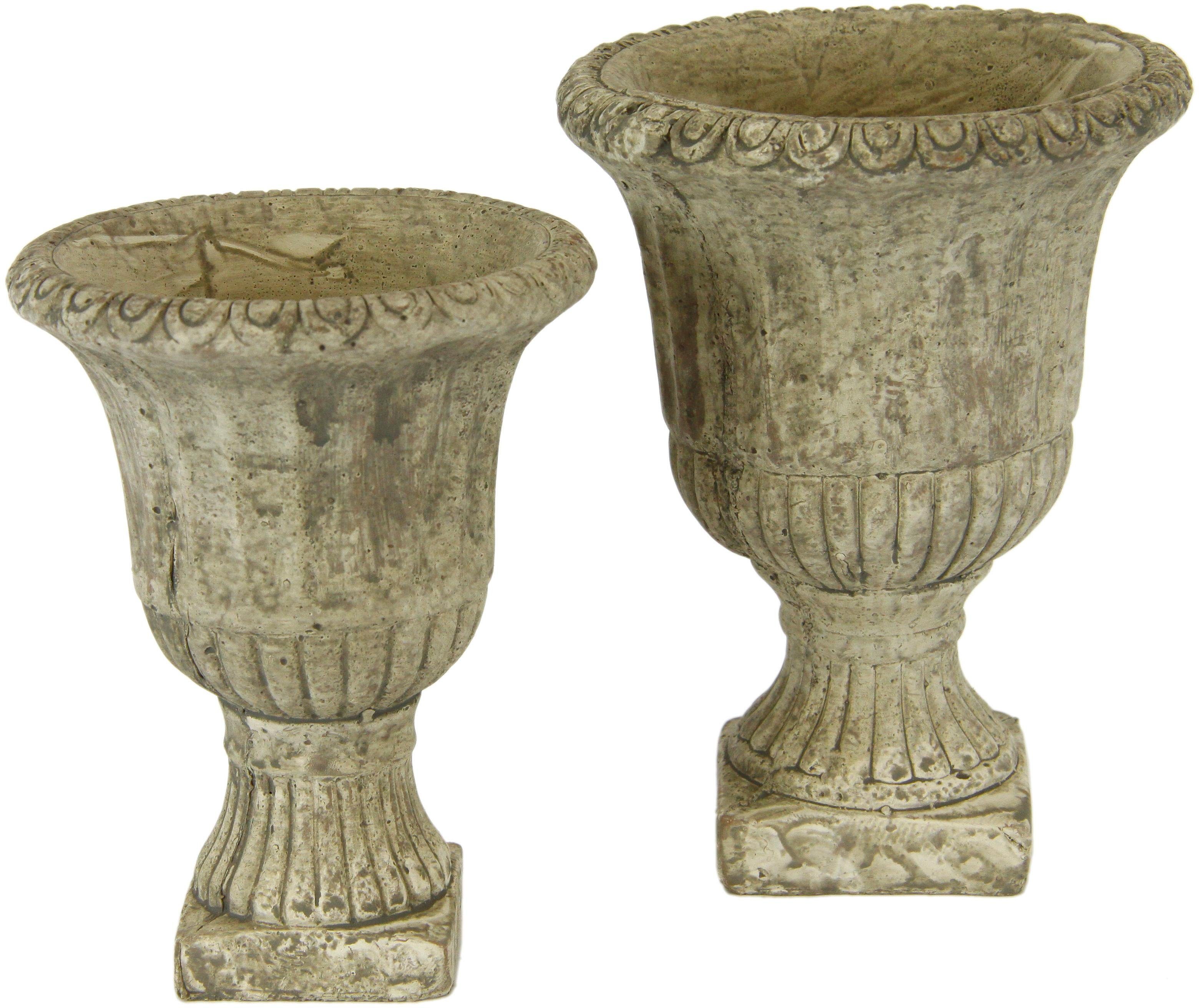 I.GE.A. Sierpot Antiek-betonbeker (set, 2 stuks) vazen & bloempotten grijs