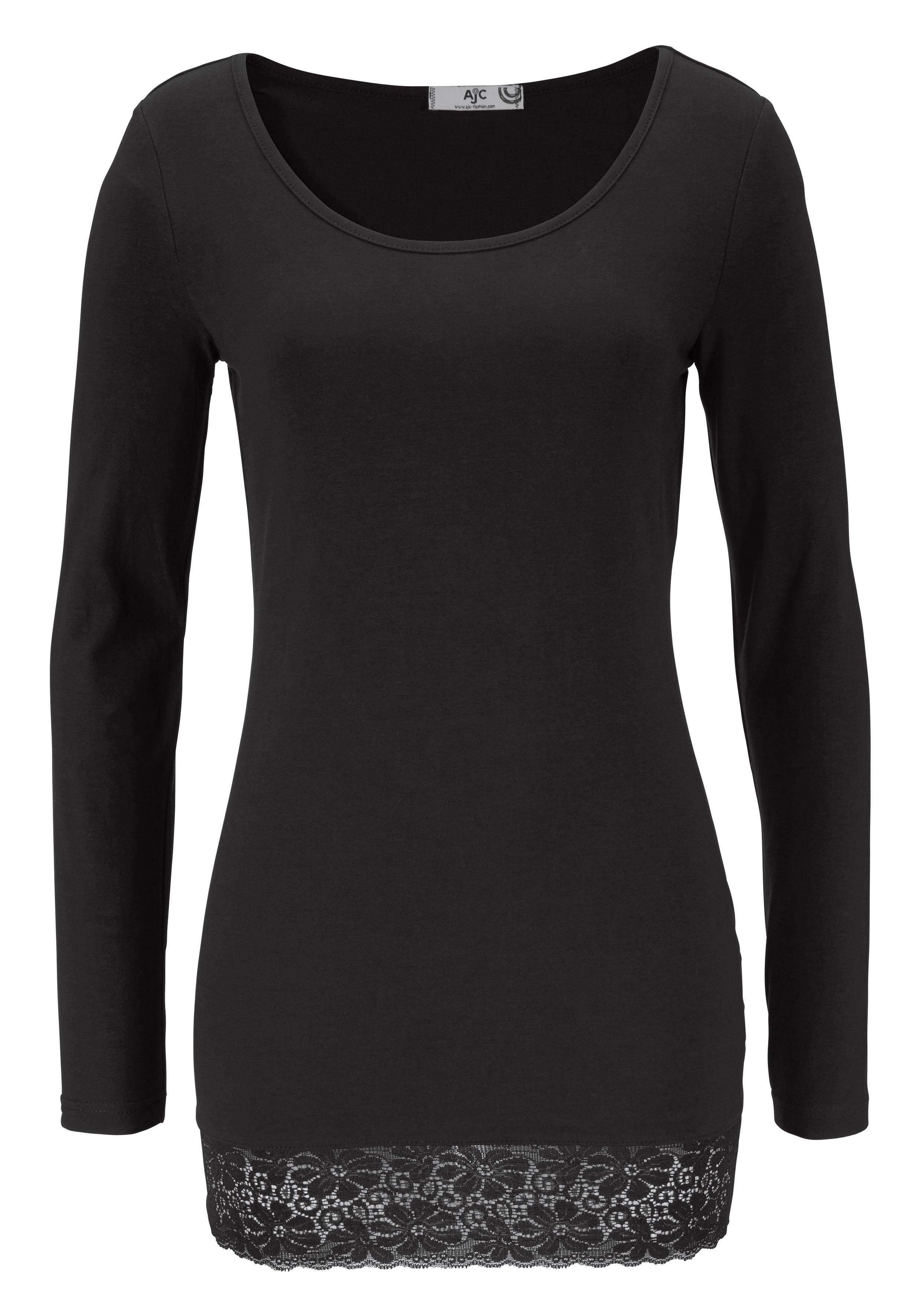 AJC Lang shirt Lange mouwen, figuurvolgende snit, effen, ronde hals