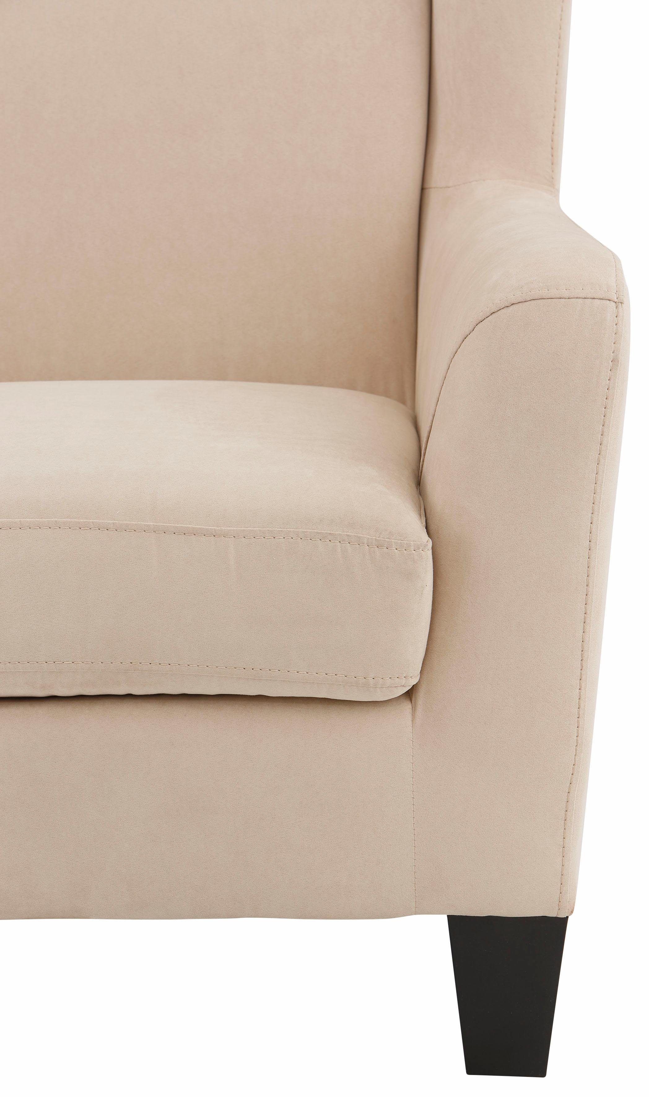 Home affaire Oorfauteuil Chilly, stoel met poef en verenvering, in cord en microvezel bekleding, onze permanente lage prijs (set, 2 stuks)