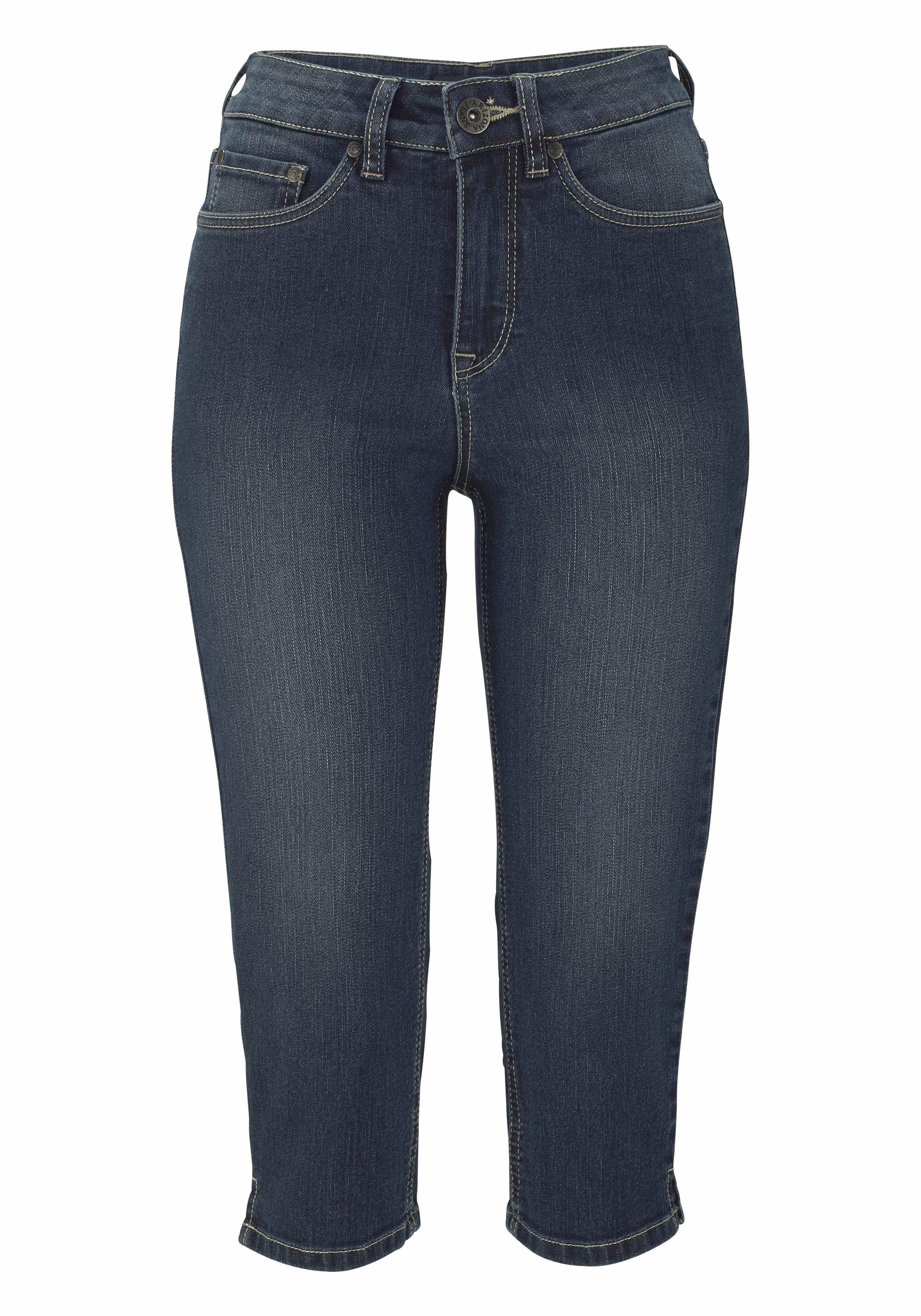 Arizona Capri jeans Met splitje in de zoom smalle pasvorm, met stijlvolle studs, hoge taille