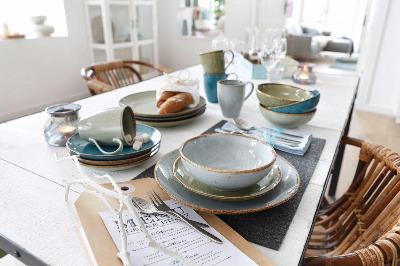 CreaTable Combi-servies Servies-set NATURE COLLECTION Servies, harmonieus natuurlijk glazuur, 16 delen, voor 4 personen (set, 16-delig)
