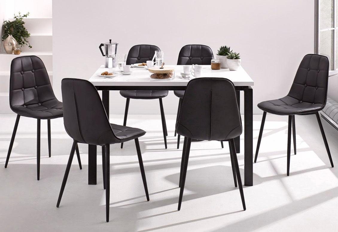 INOSIGN Eethoek Sabine + Luna Eettafel, breedte 120 cm en 4 eetkamerstoelen, overtrekstof in imitatieleer (set, 5-delig) eethoeken zwart