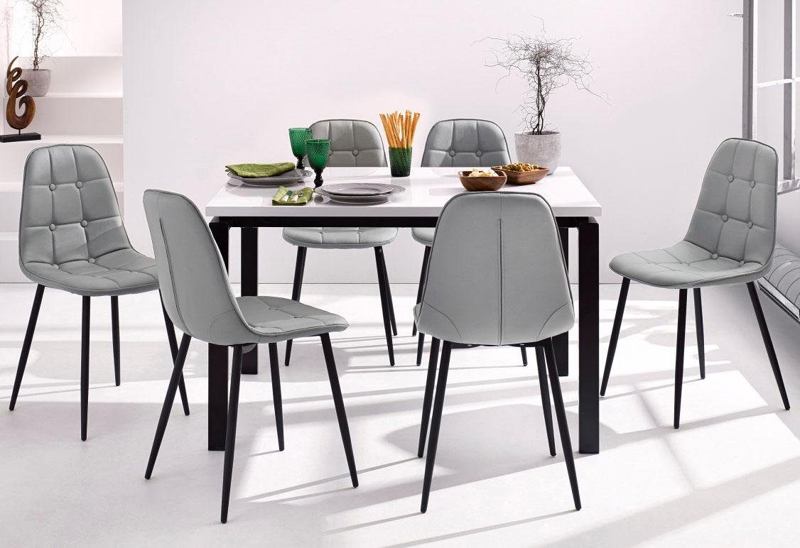 INOSIGN Eethoek Sabine + Luna Eettafel, breedte 120 cm en 4 eetkamerstoelen, overtrekstof in imitatieleer (set, 5-delig)